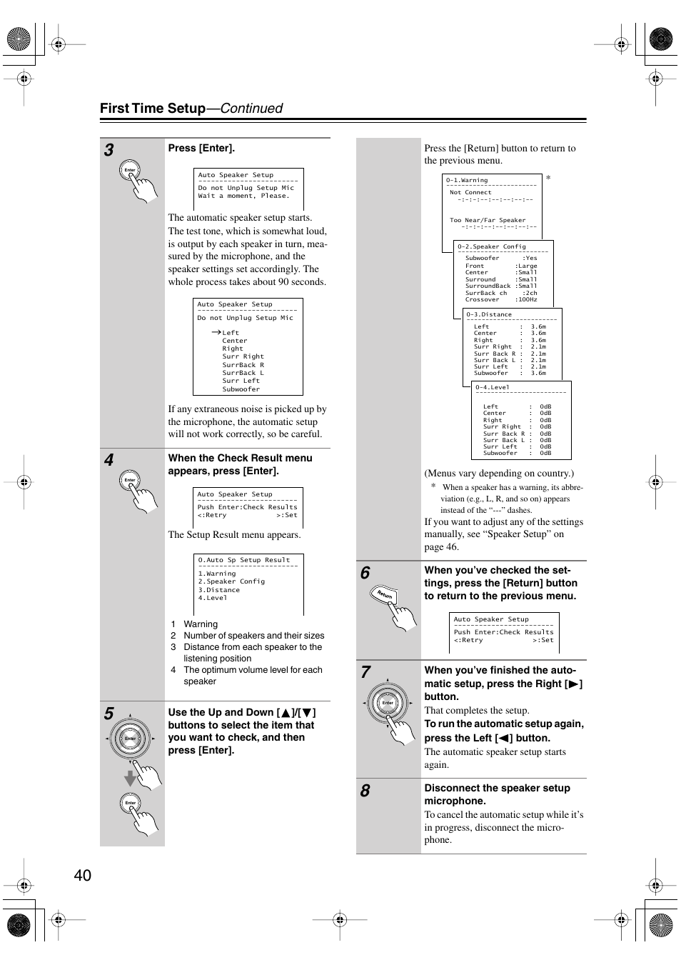 First time setup —continued | Integra DTR-5.5 User Manual | Page 40 / 96