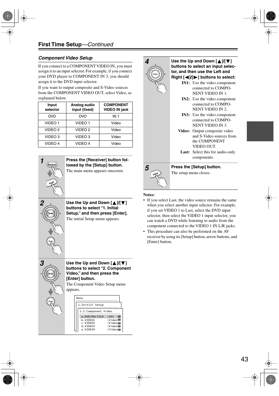 First time setup —continued | Integra DTR-5.5 User Manual | Page 43 / 96