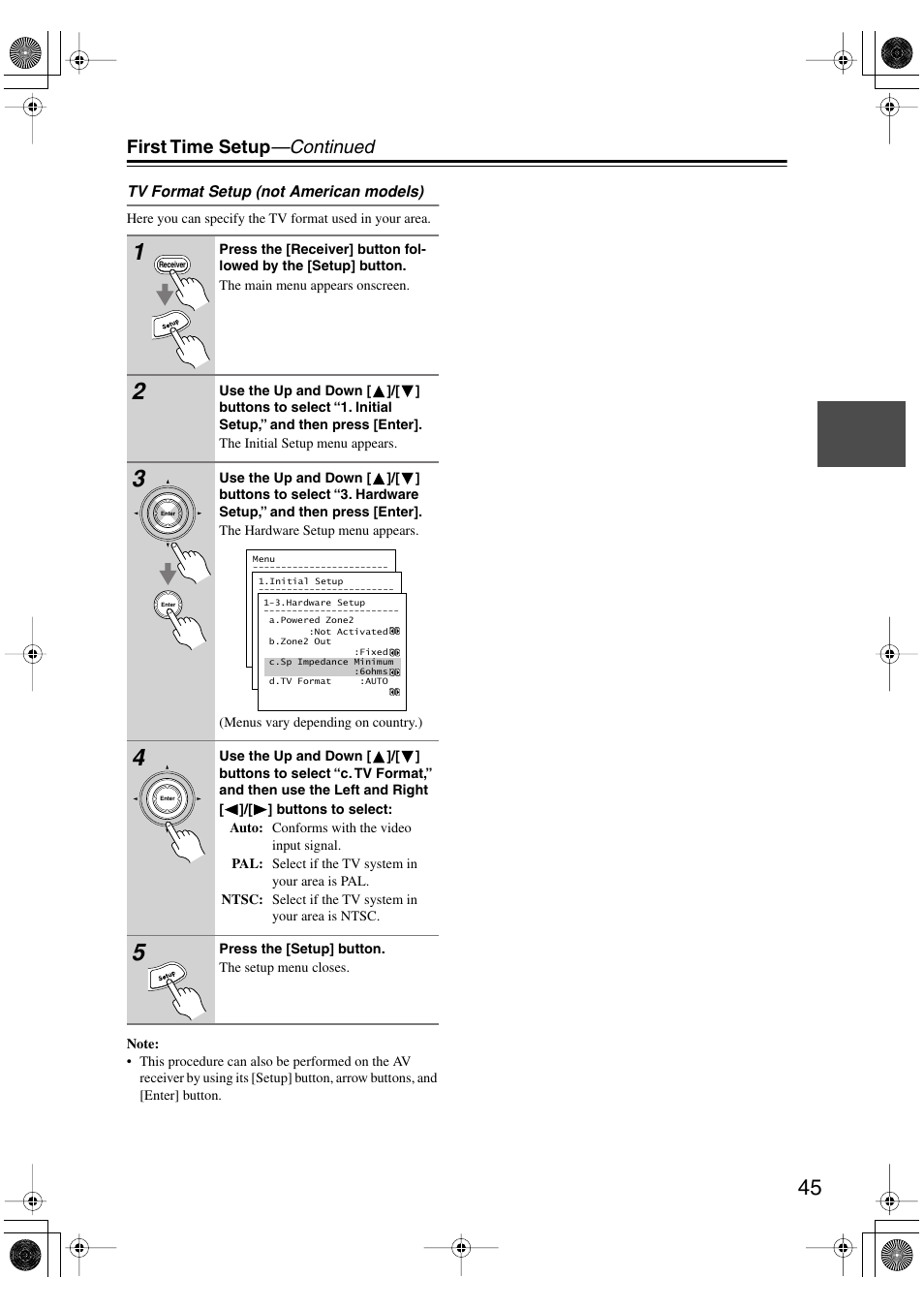 First time setup —continued | Integra DTR-5.5 User Manual | Page 45 / 96