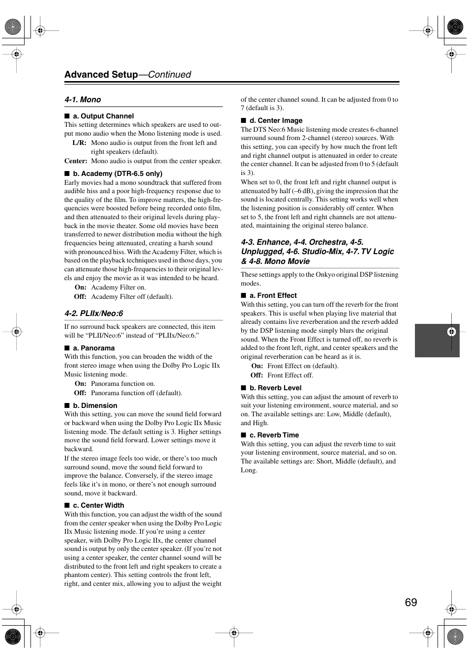 Advanced setup —continued | Integra DTR-5.5 User Manual | Page 69 / 96