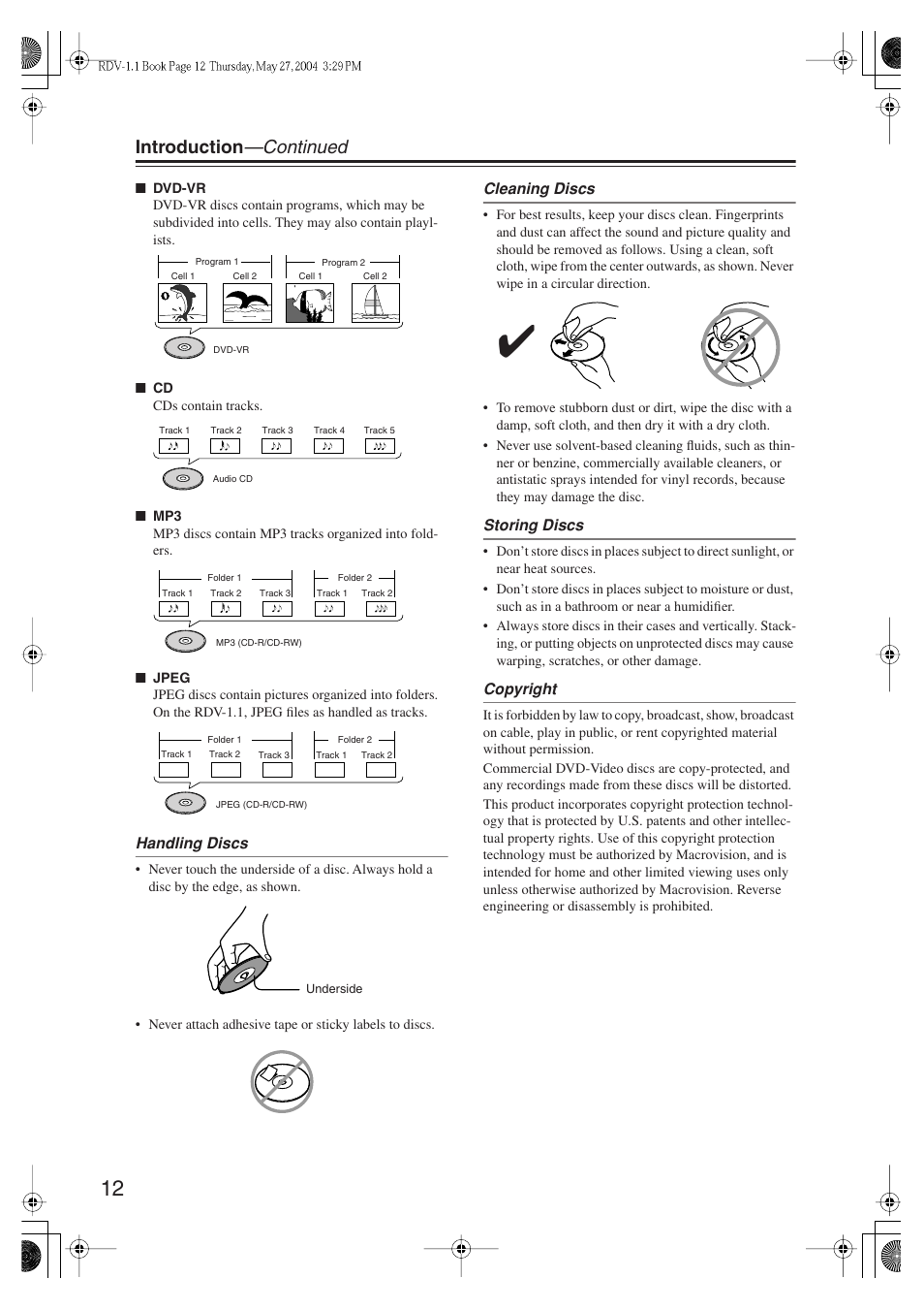 Introduction —continued | Integra RDV-1.1 User Manual | Page 12 / 100