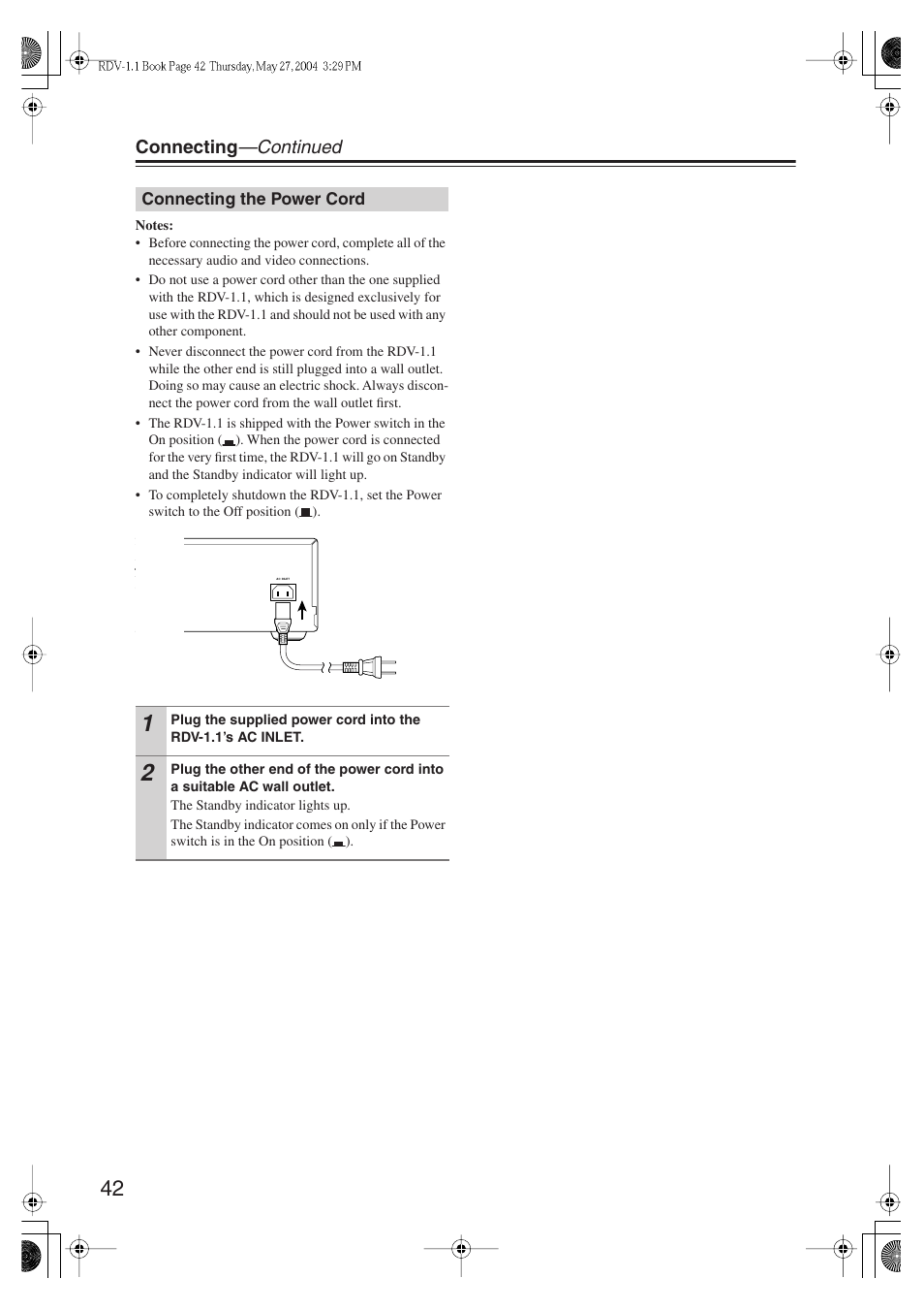 Connecting —continued | Integra RDV-1.1 User Manual | Page 42 / 100