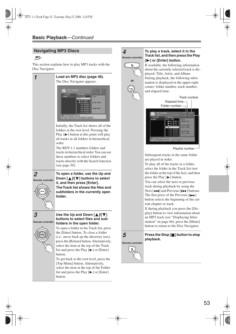Basic playback —continued | Integra RDV-1.1 User Manual | Page 53 / 100