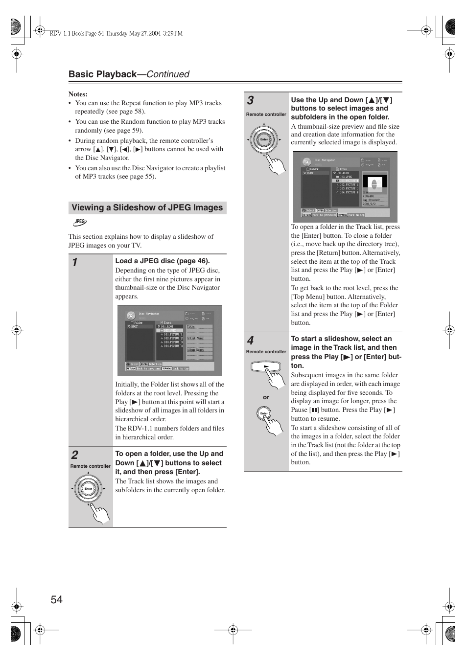 Basic playback —continued | Integra RDV-1.1 User Manual | Page 54 / 100