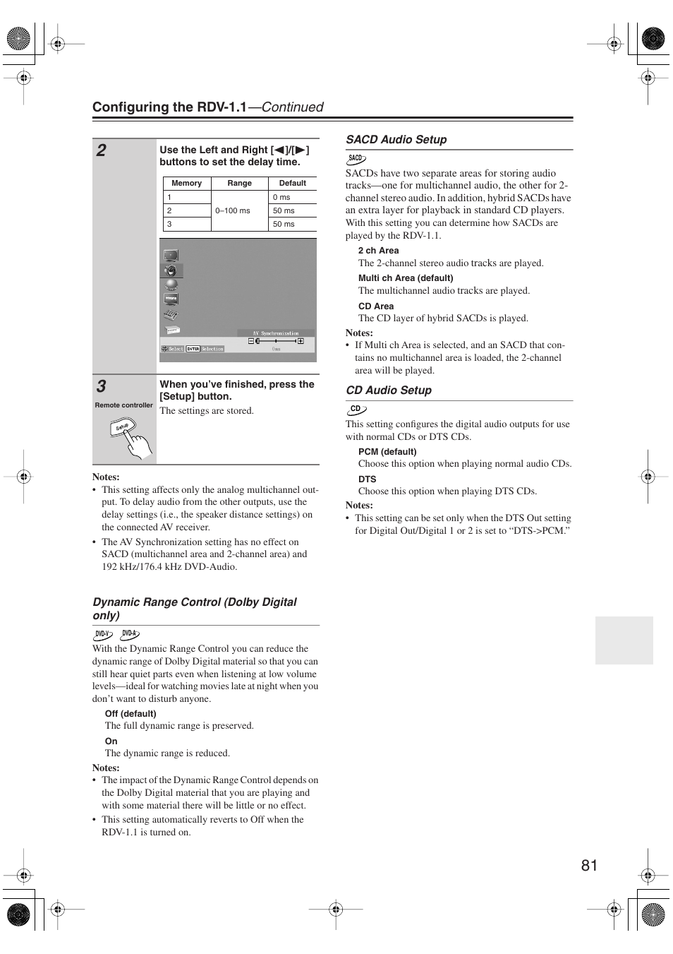 Configuring the rdv-1.1 —continued | Integra RDV-1.1 User Manual | Page 81 / 100