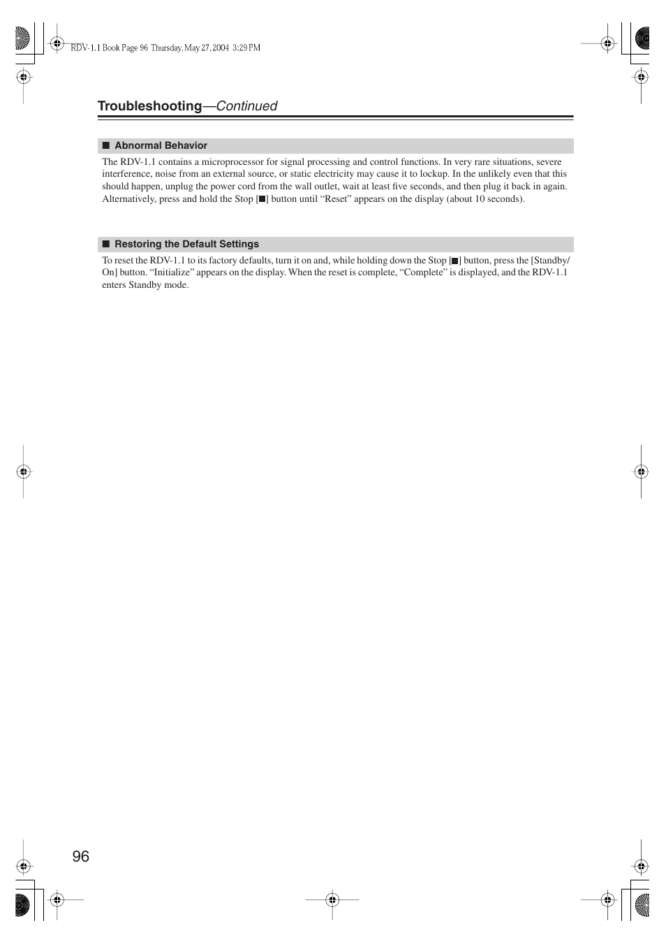 Integra RDV-1.1 User Manual | Page 96 / 100