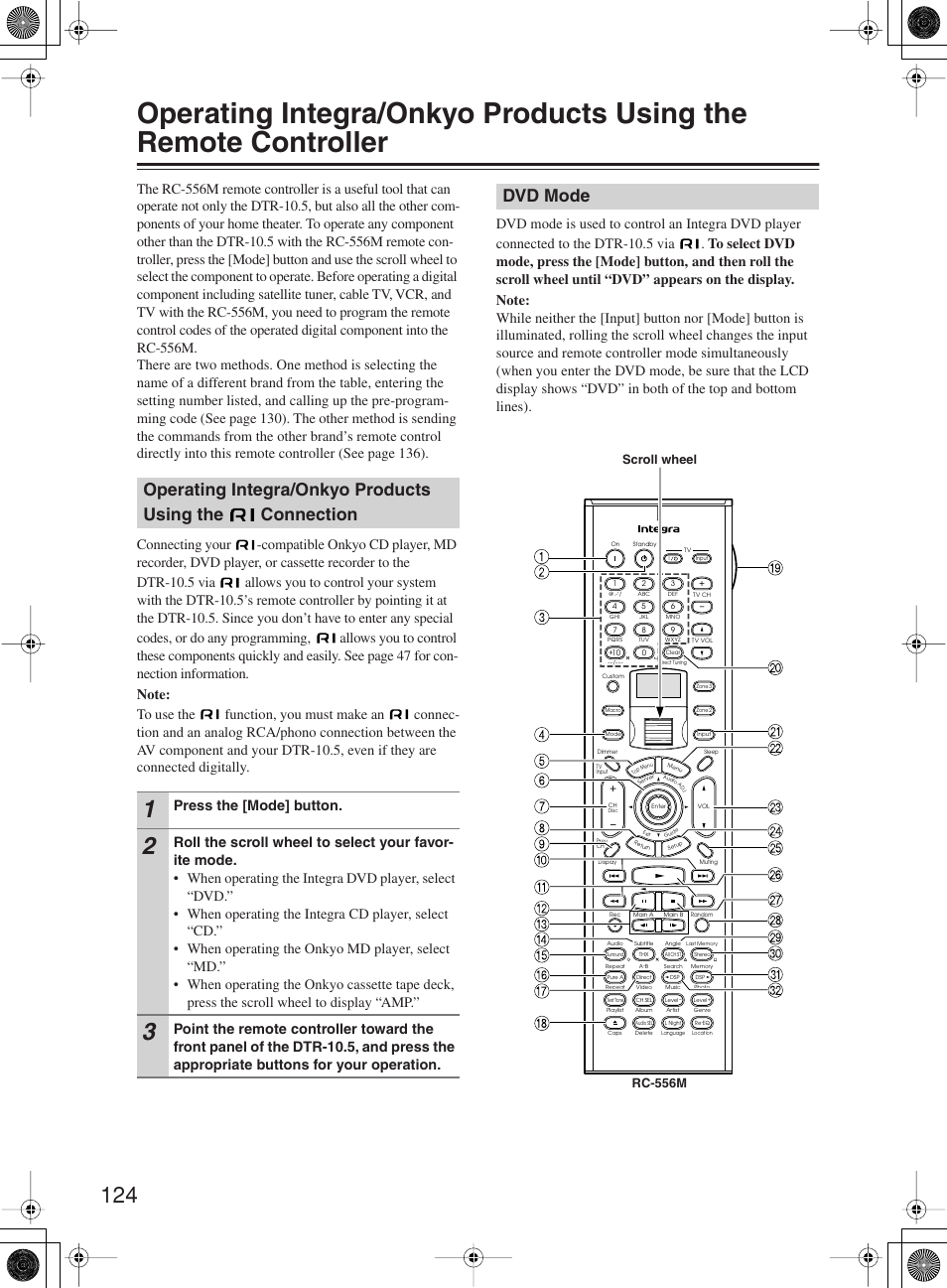 Dvd mode, Press the [mode] button | Integra DTR-10.5 User Manual | Page 124 / 152