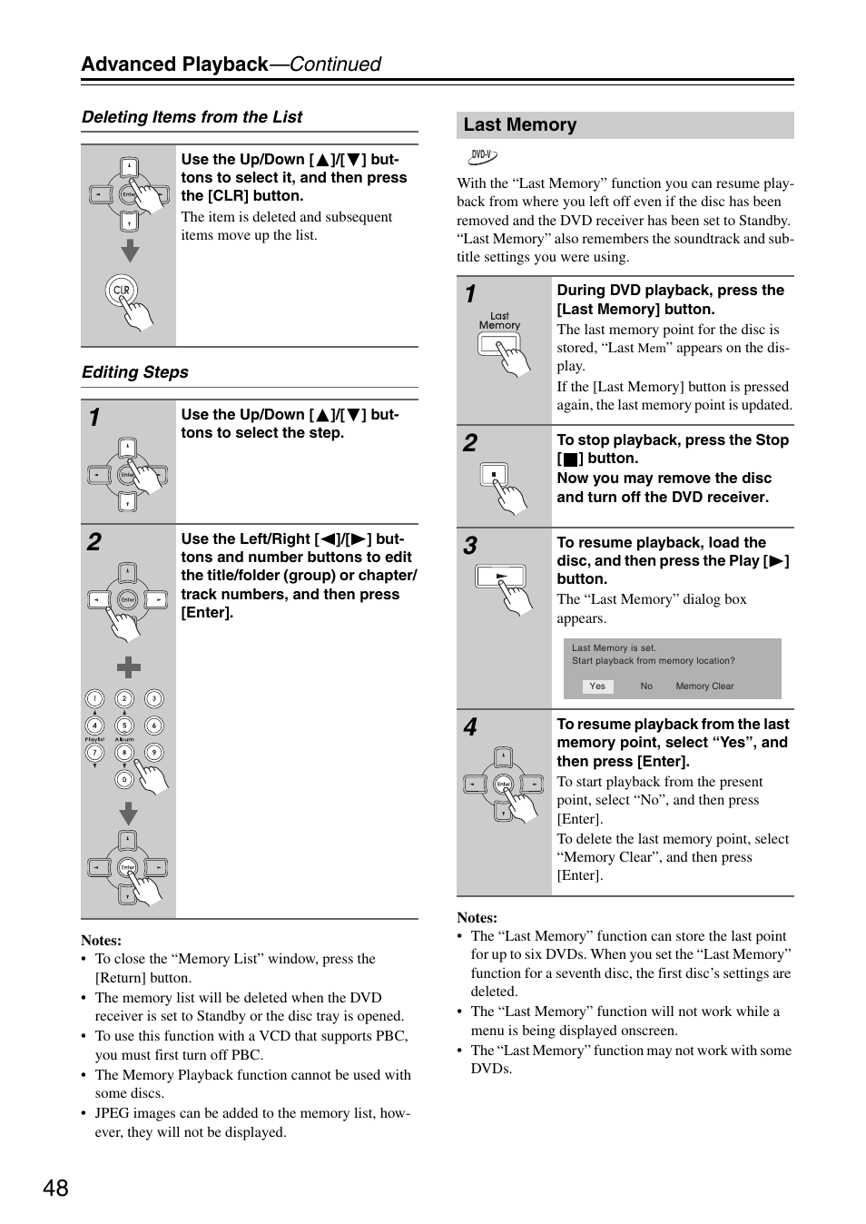 Advanced playback —continued | Integra DSR-4.8 User Manual | Page 48 / 80