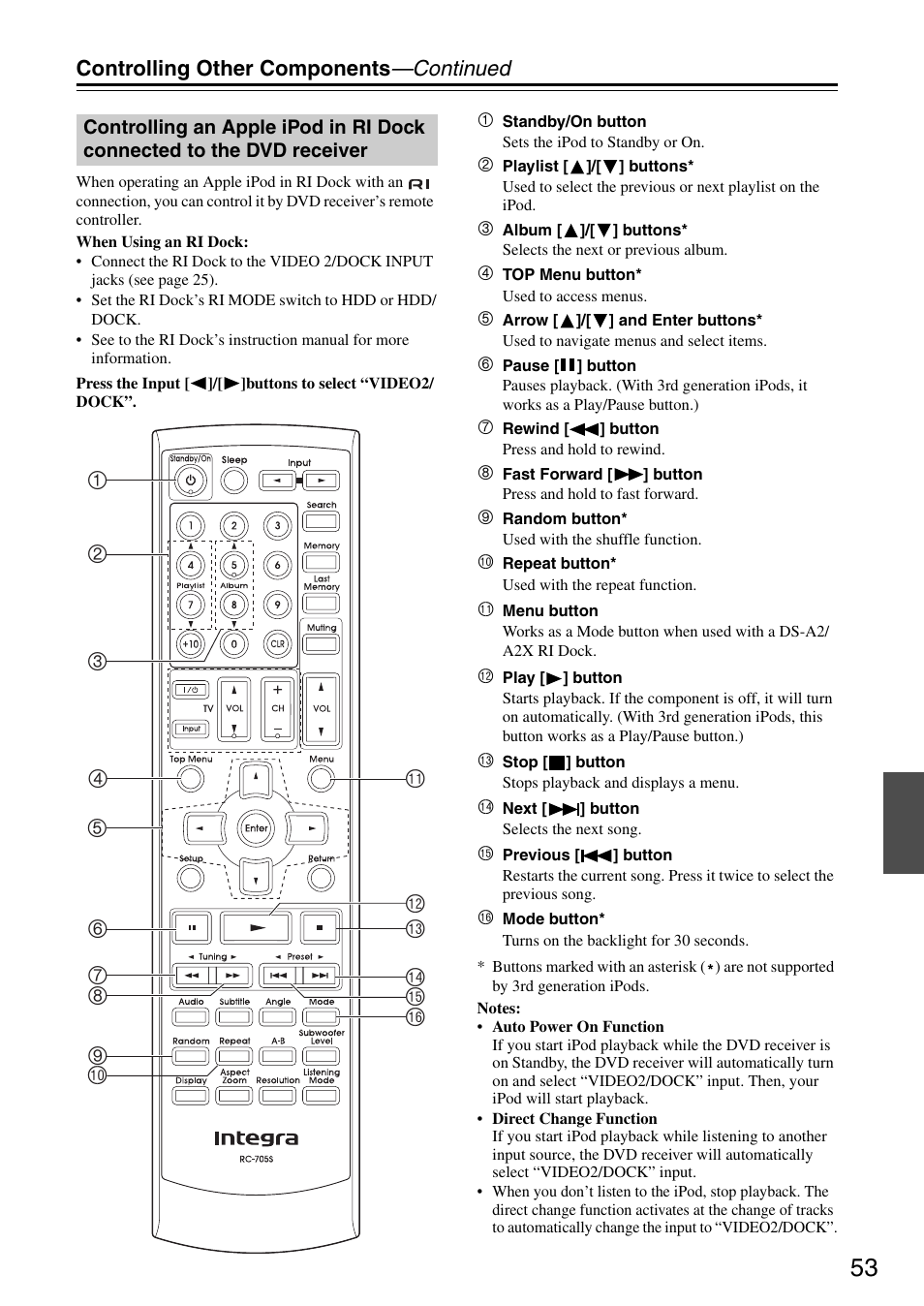 Controlling other components —continued | Integra DSR-4.8 User Manual | Page 53 / 80