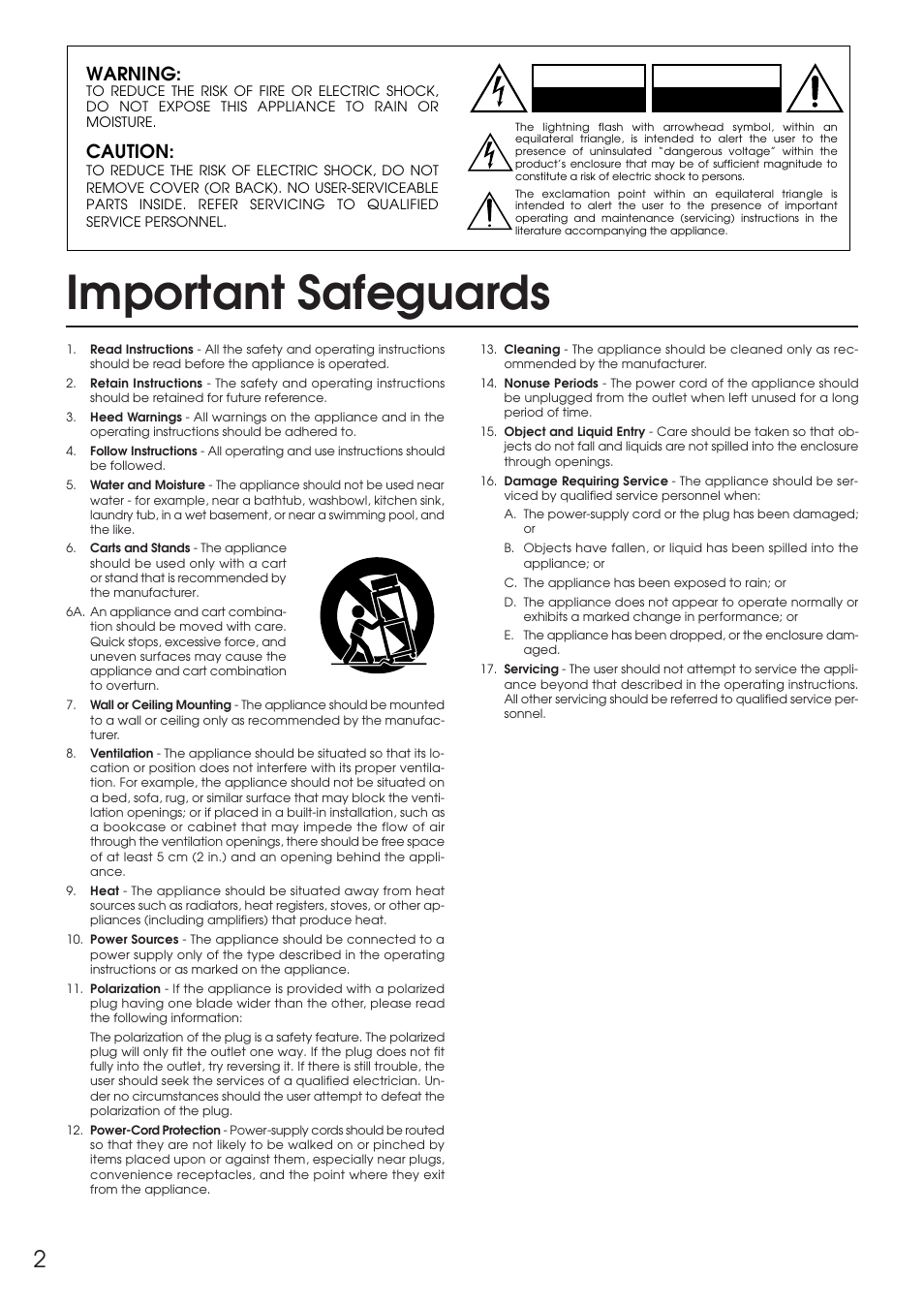Important safeguards, Warning, Caution | Avis | Integra DPC-6.1 User Manual | Page 2 / 44