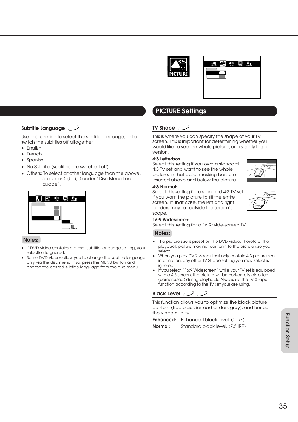 Picture settings | Integra DPC-6.1 User Manual | Page 35 / 44