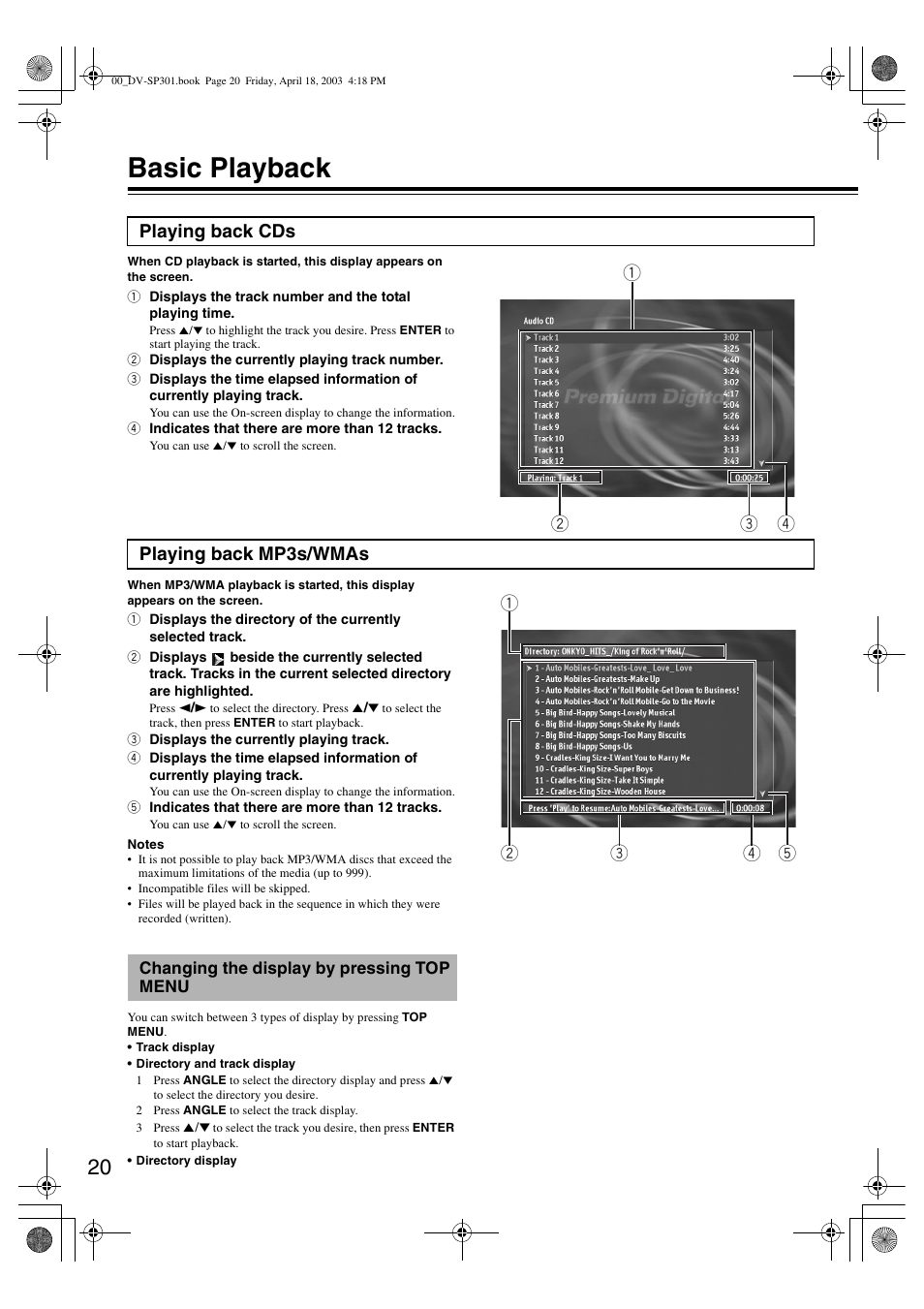 Basic playback | Integra DV-SP301 User Manual | Page 20 / 40