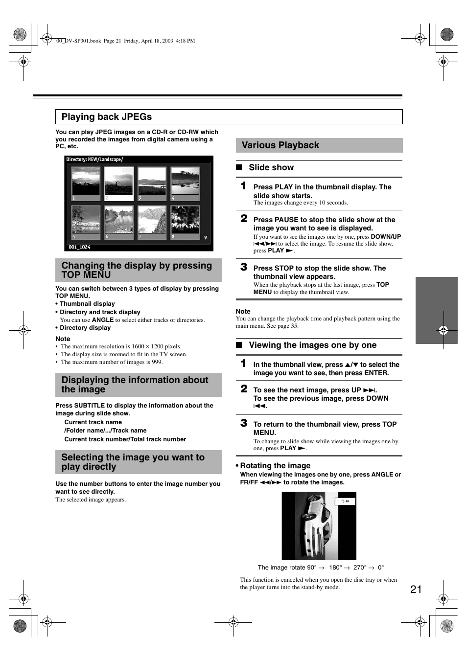 Integra DV-SP301 User Manual | Page 21 / 40