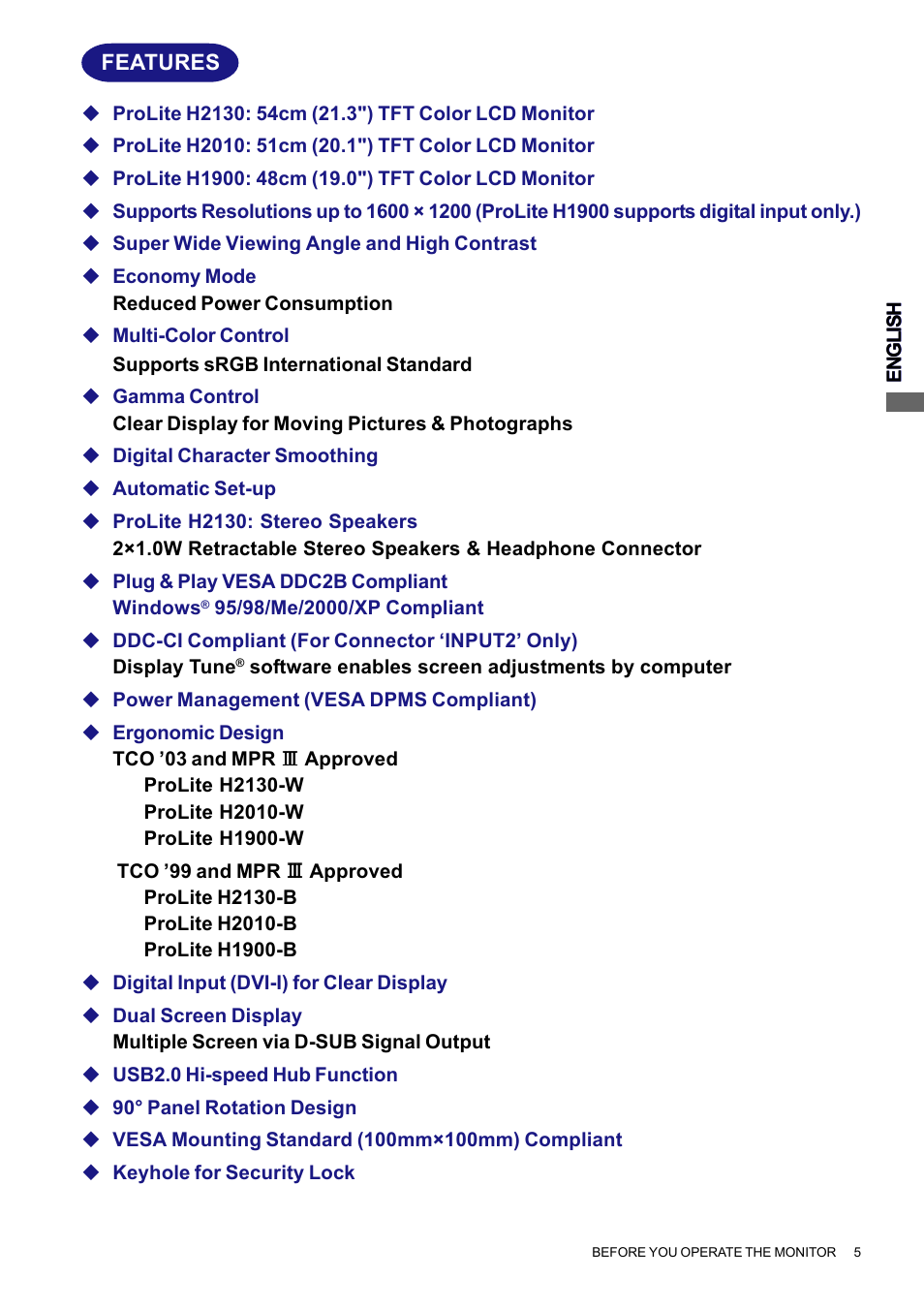 Iiyama PROLITE H2010 User Manual | Page 11 / 44