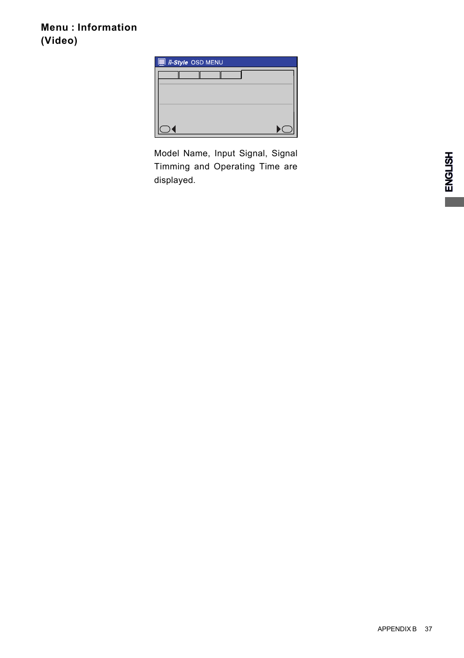 English, English menu : information (video) | Iiyama PROLITE H2010 User Manual | Page 43 / 44