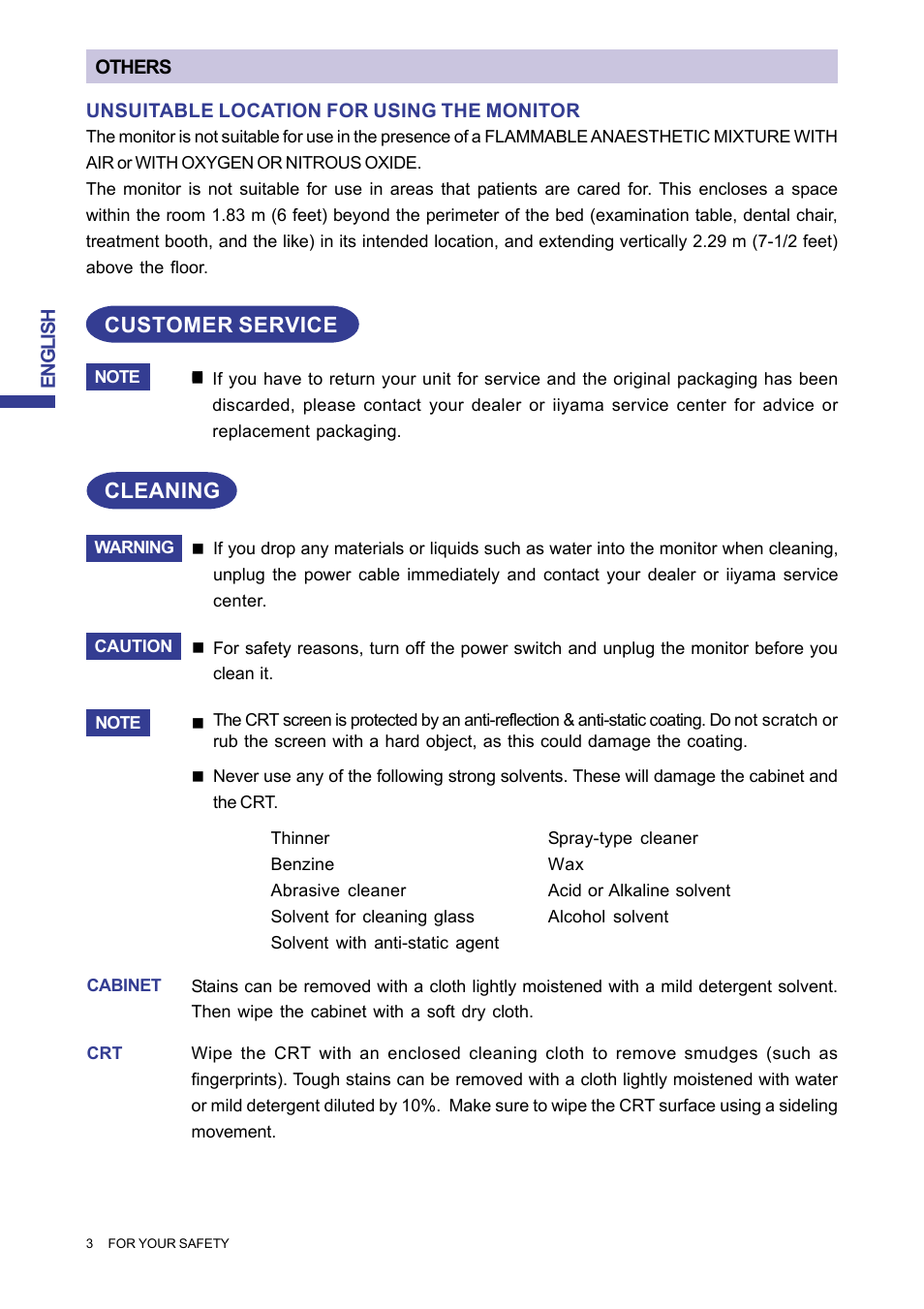Customer service cleaning | Iiyama MA203DT D User Manual | Page 6 / 21