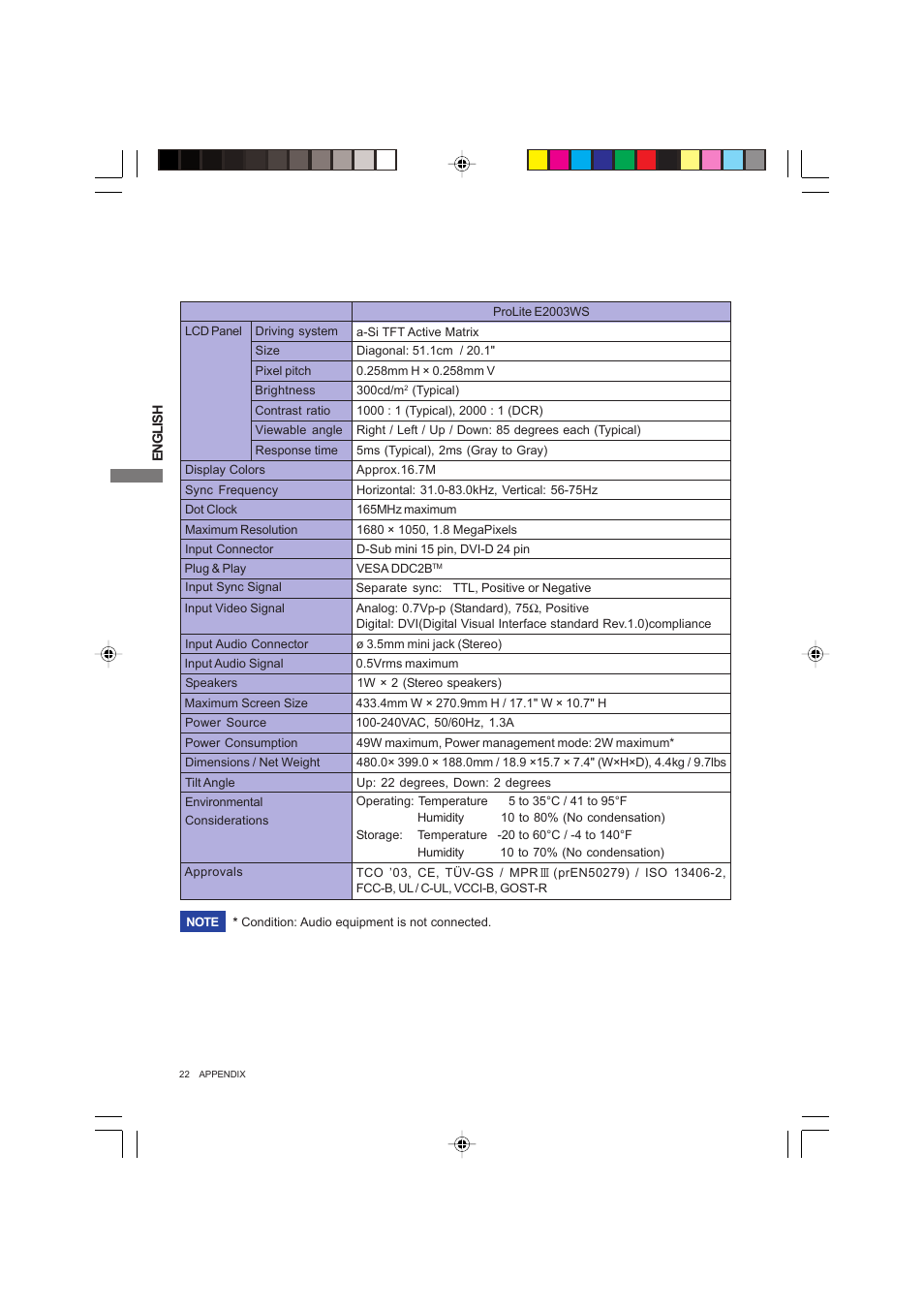 Iiyama PROLITE E2003WSV User Manual | Page 26 / 30