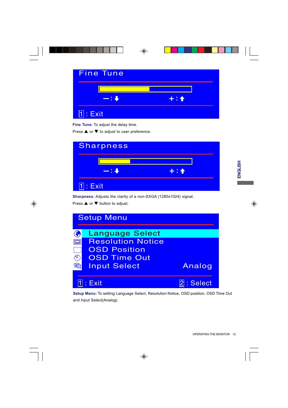Setup menu | Iiyama Prolite E4835 User Manual | Page 17 / 25