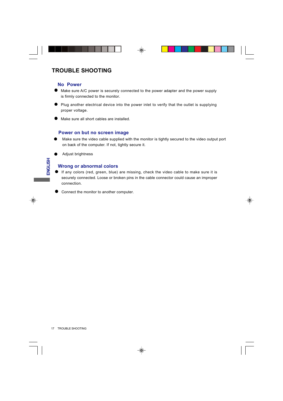 Trouble shooting | Iiyama Prolite E4835 User Manual | Page 22 / 25