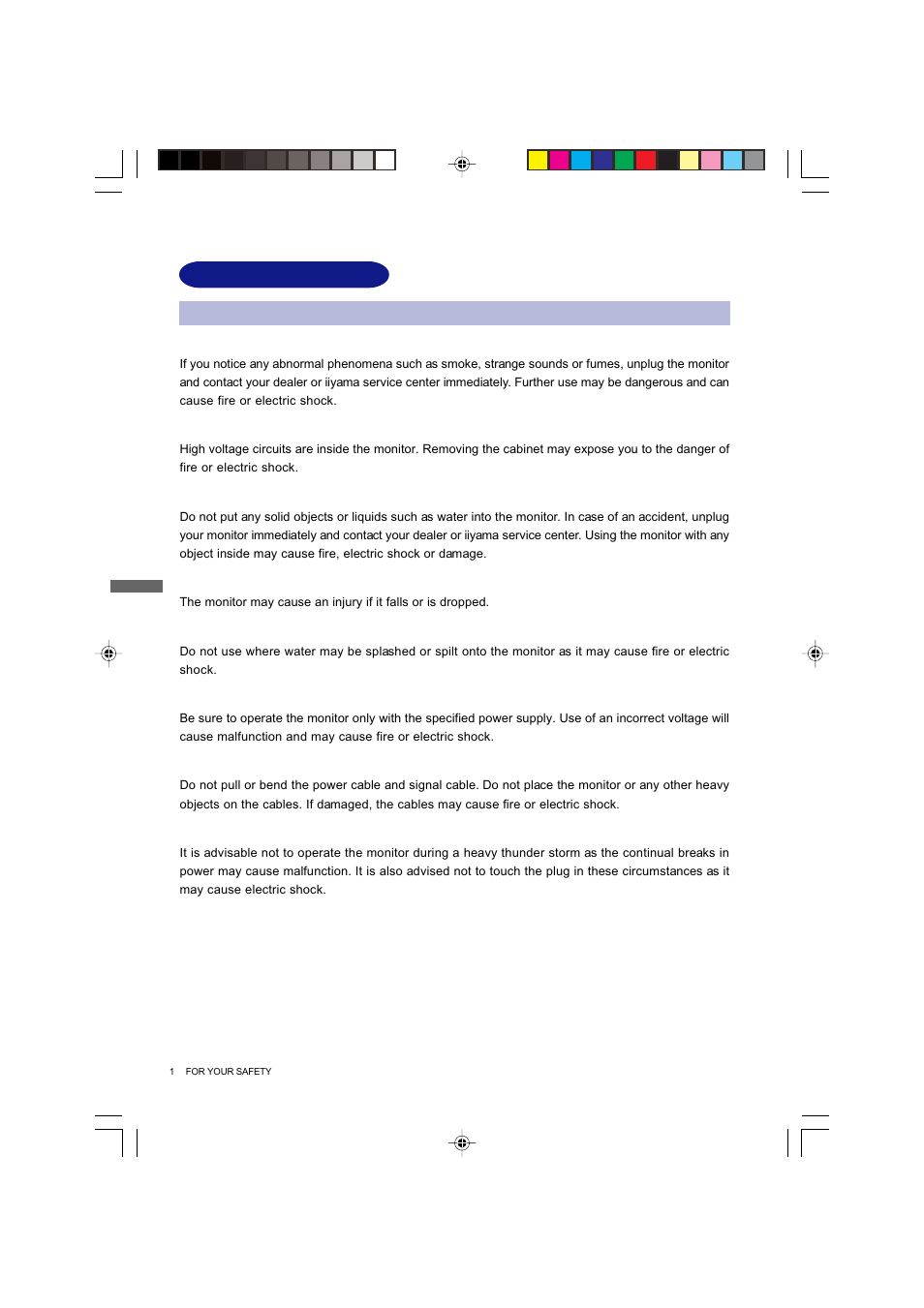 For your safety | Iiyama Prolite E4835 User Manual | Page 6 / 25