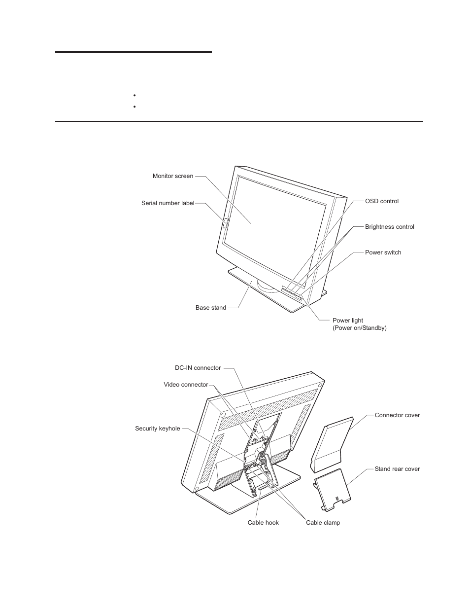 Chapter 2. hardware setup locations, Front view rear view, Chapter 2. hardware setup | Locations front view, Rear view | Iiyama AQU5611DTBK User Manual | Page 11 / 46