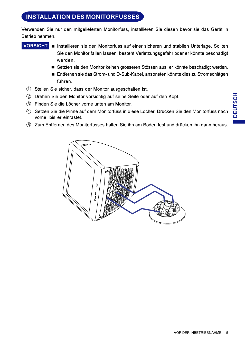 Installation des monitorfusses | Iiyama HM703UT User Manual | Page 30 / 108
