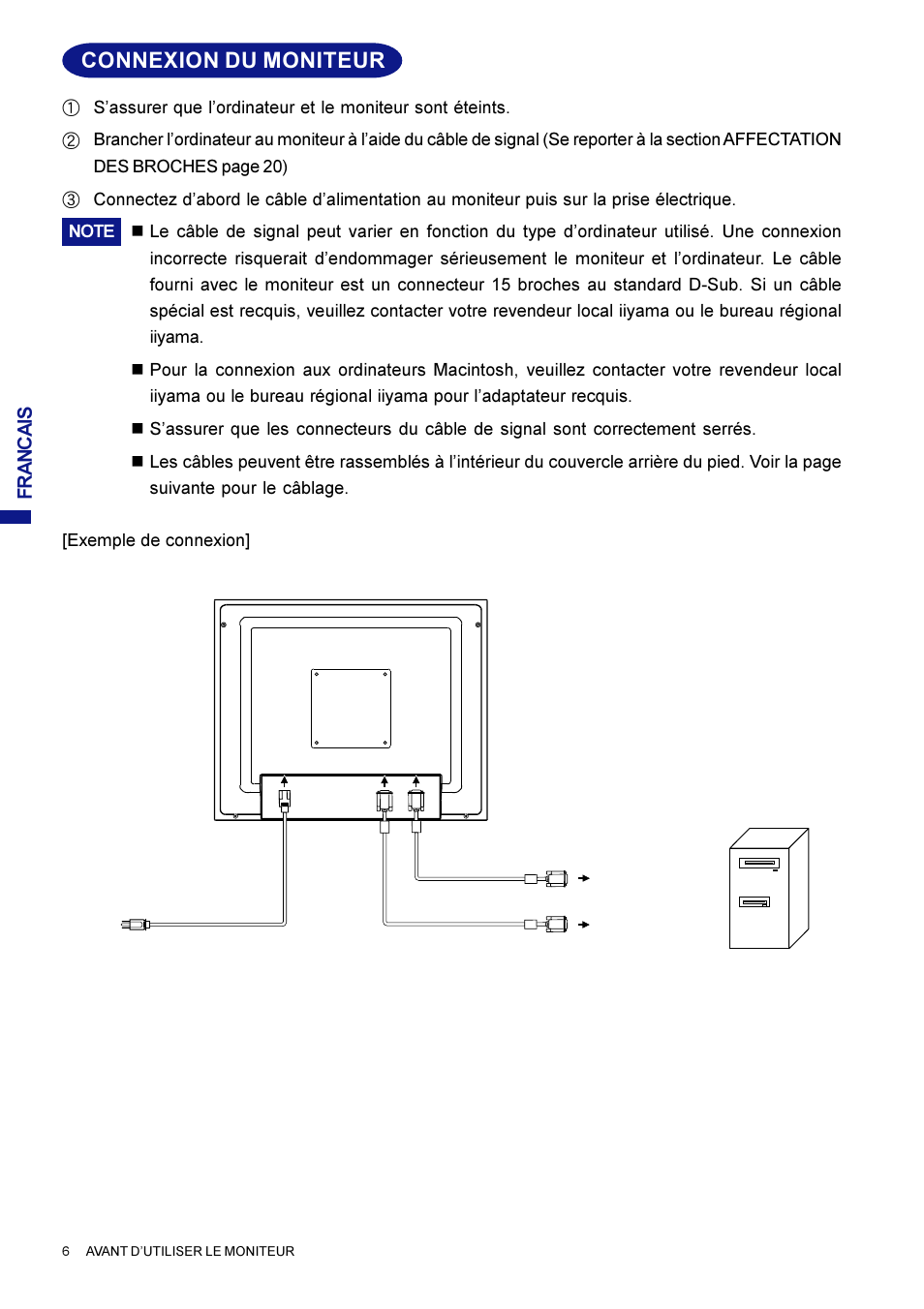 Connexion du moniteur | Iiyama AX3819UT BK User Manual | Page 56 / 136