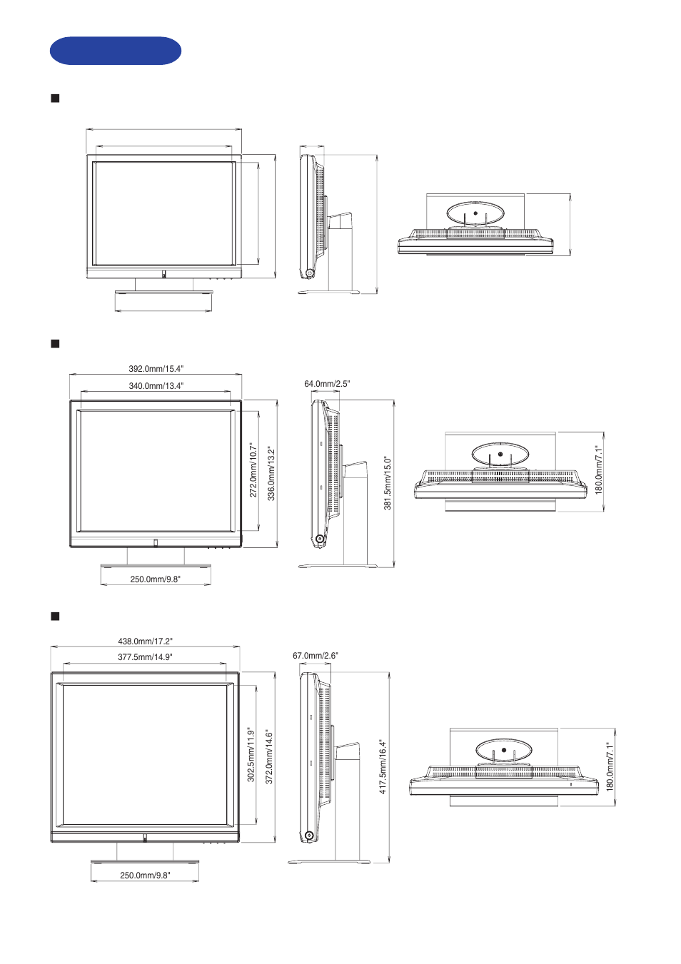 Dimensions | Iiyama PROLITE T1530S User Manual | Page 28 / 30