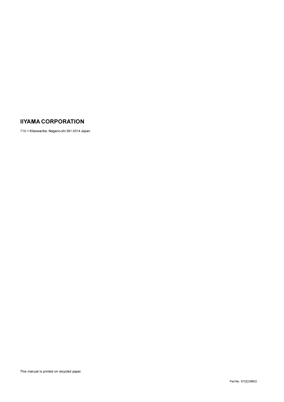 Iiyama corporation | Iiyama L403W User Manual | Page 32 / 32