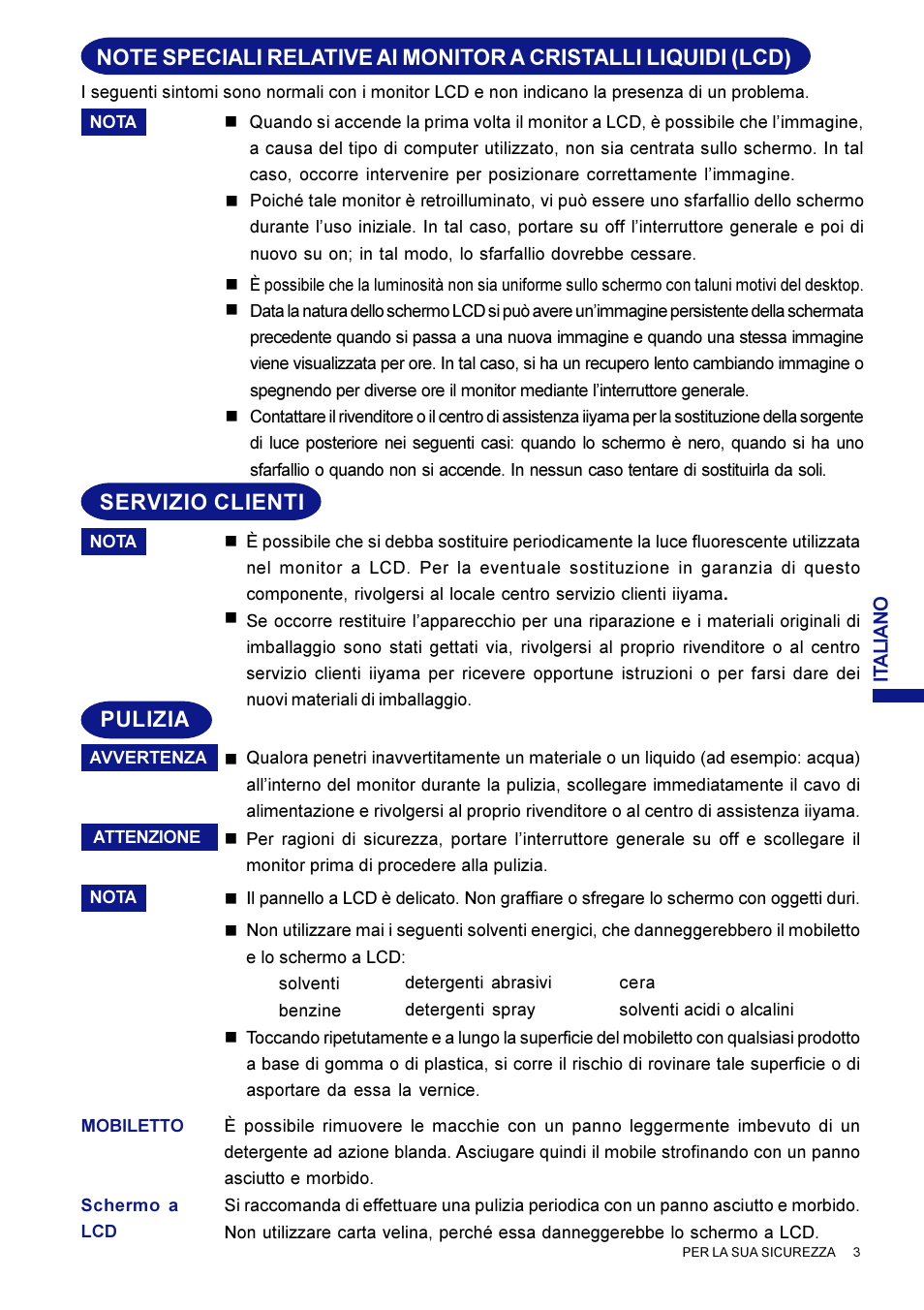 Servizio clienti pulizia | Iiyama AX3835UT User Manual | Page 119 / 136