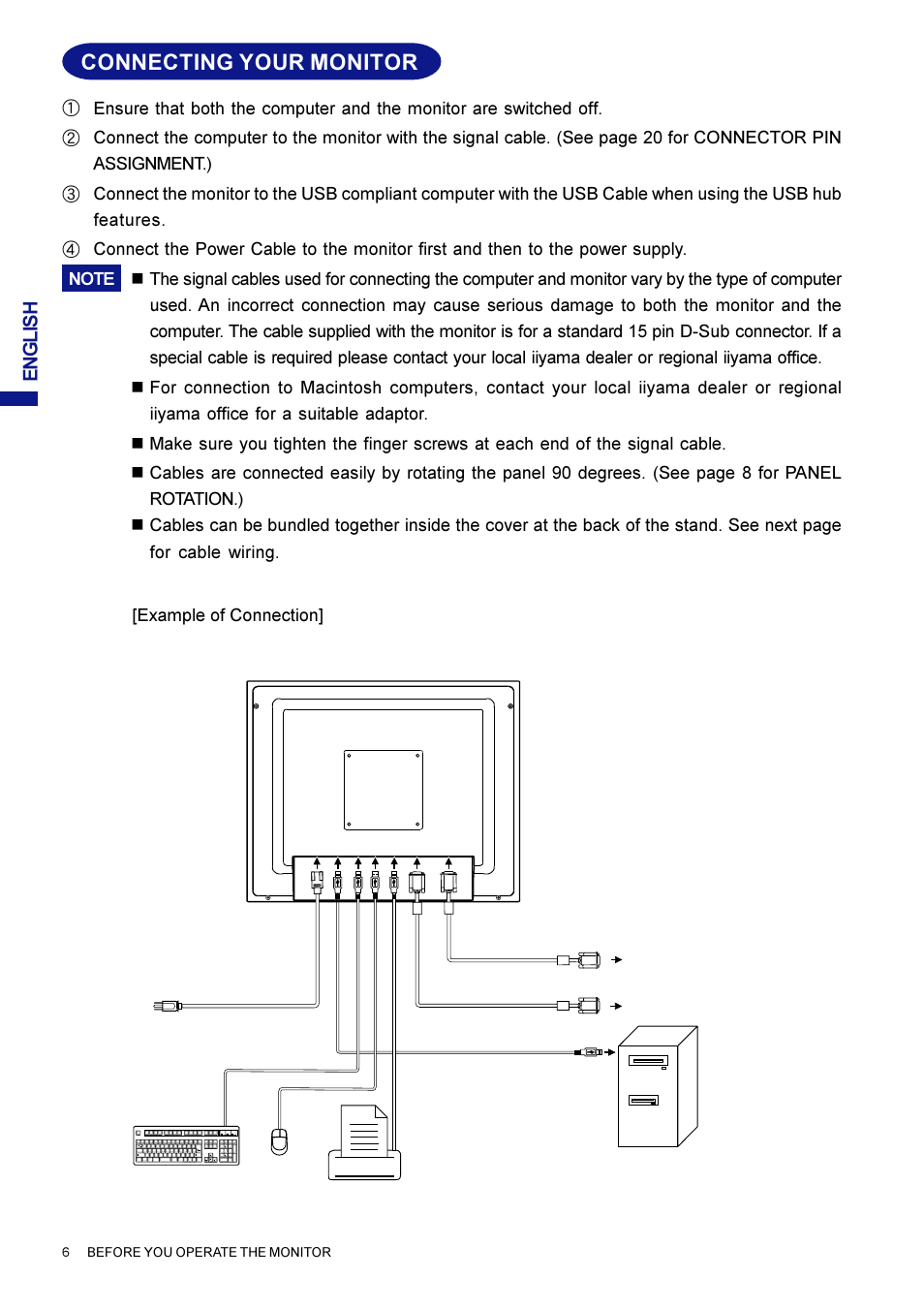 Connecting your monitor | Iiyama AX3835UT User Manual | Page 12 / 136