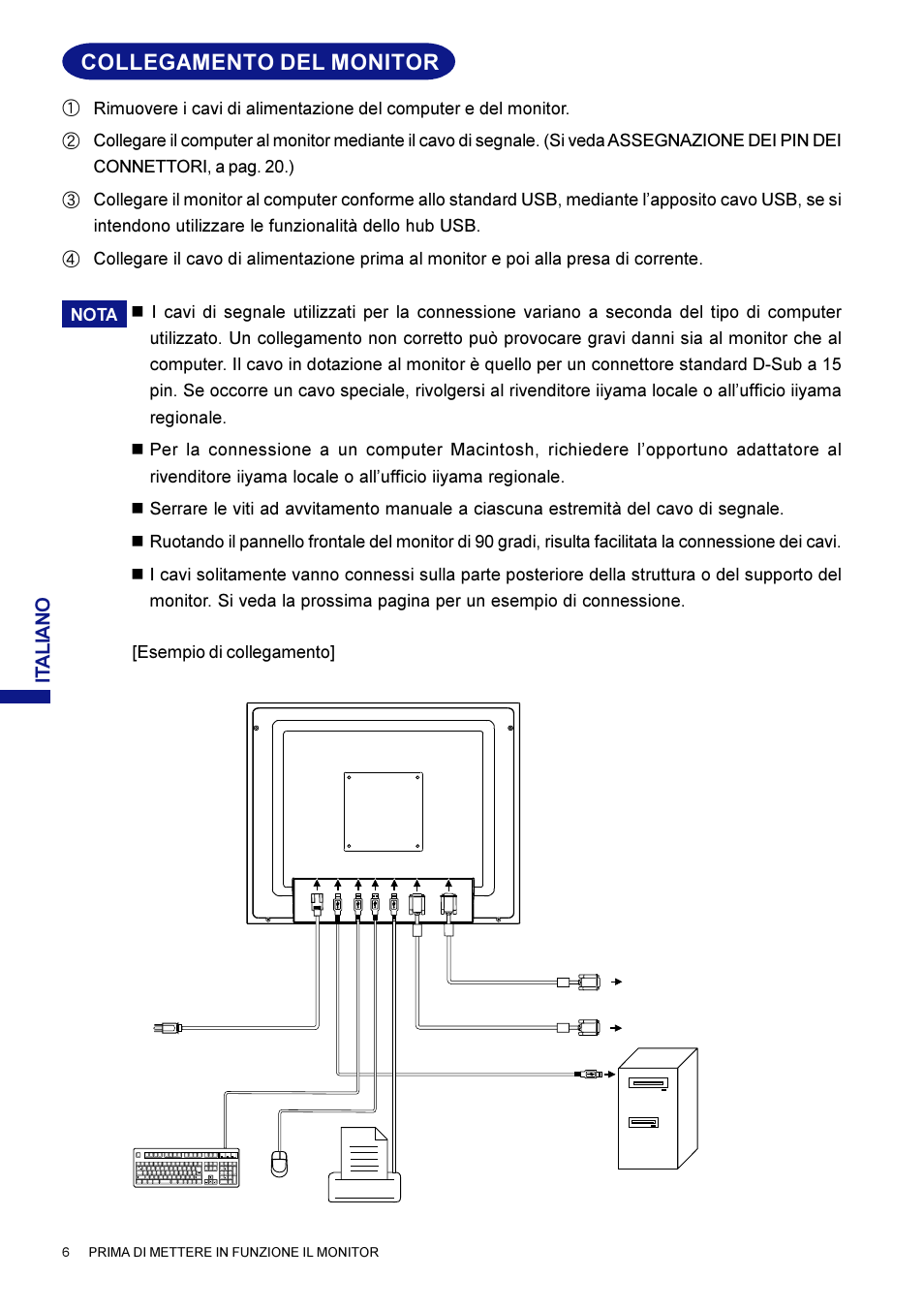 Collegamento del monitor | Iiyama AX3835UT User Manual | Page 122 / 136