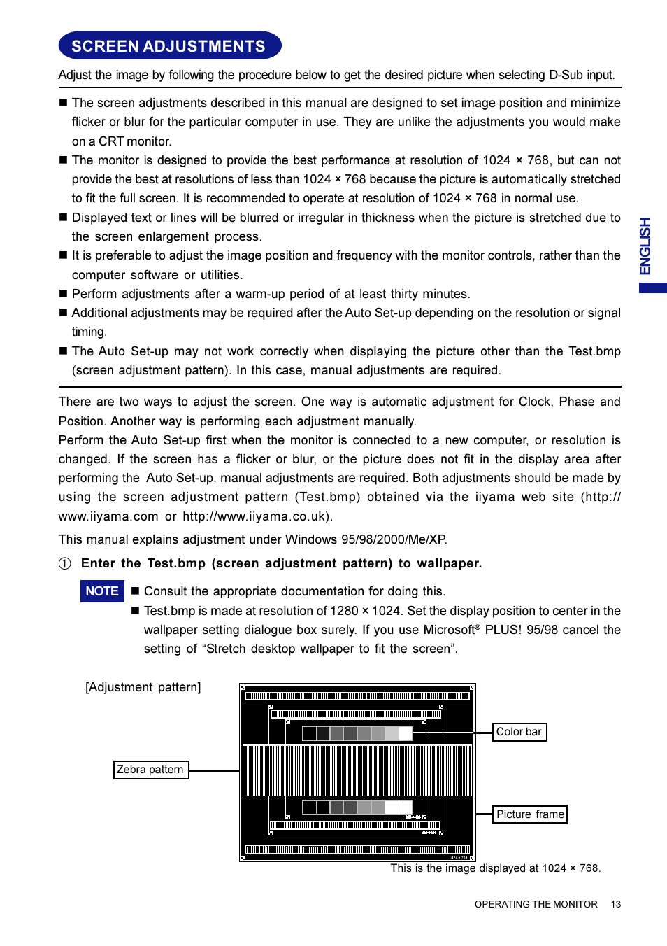 Screen adjustments | Iiyama AX3835UT User Manual | Page 19 / 136