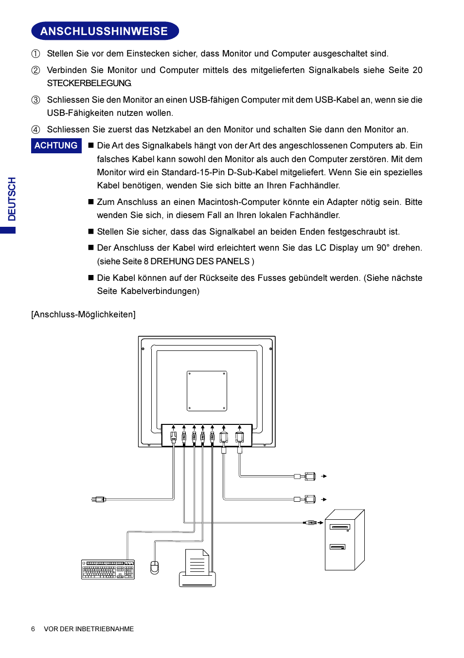 Anschlusshinweise | Iiyama AX3835UT User Manual | Page 34 / 136