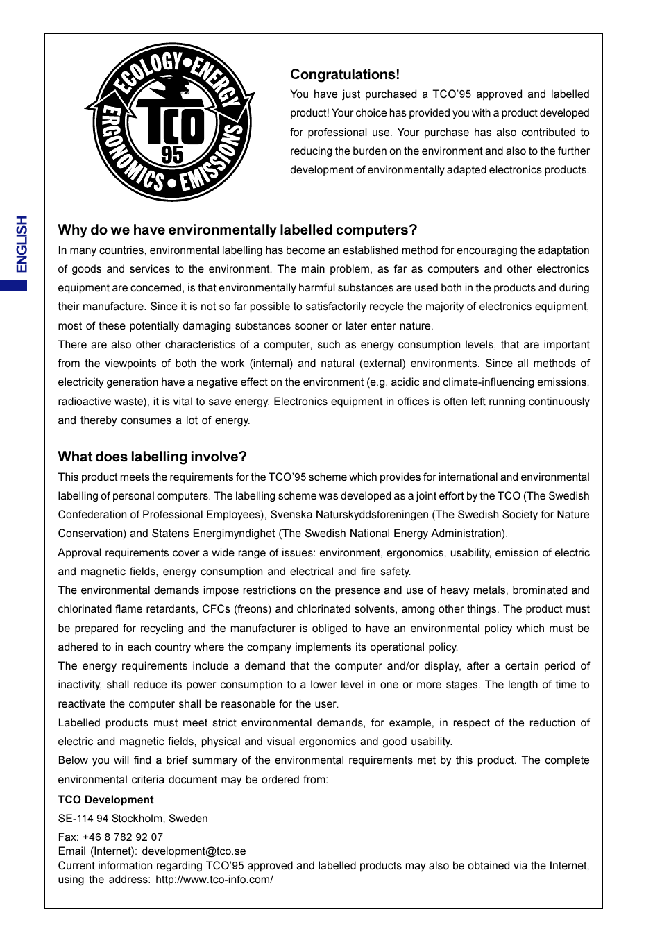 Why do we have environmentally labelled computers, What does labelling involve | Iiyama AX3835UT User Manual | Page 4 / 136