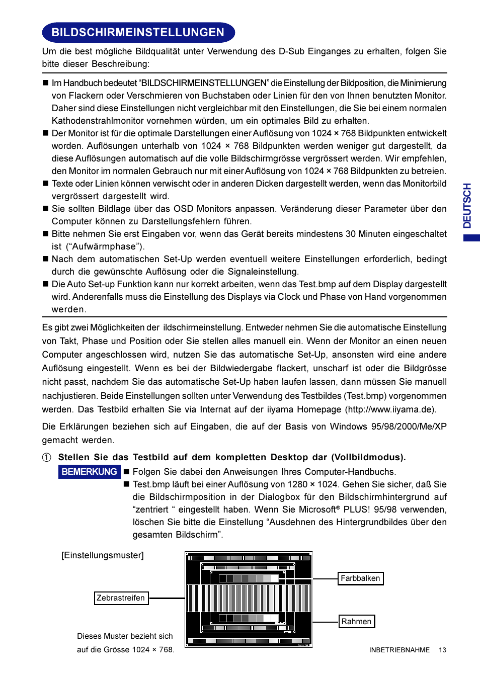 Bildschirmeinstellungen | Iiyama AX3835UT User Manual | Page 41 / 136