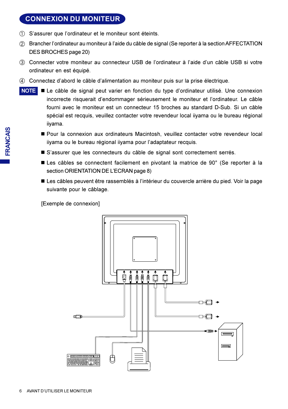 Connexion du moniteur | Iiyama AX3835UT User Manual | Page 56 / 136