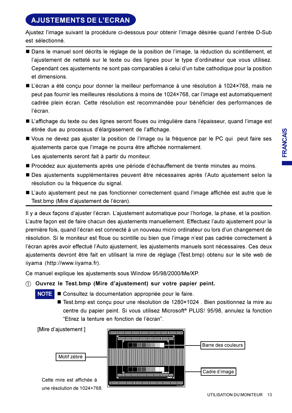 Ajustements de l’ecran | Iiyama AX3835UT User Manual | Page 63 / 136