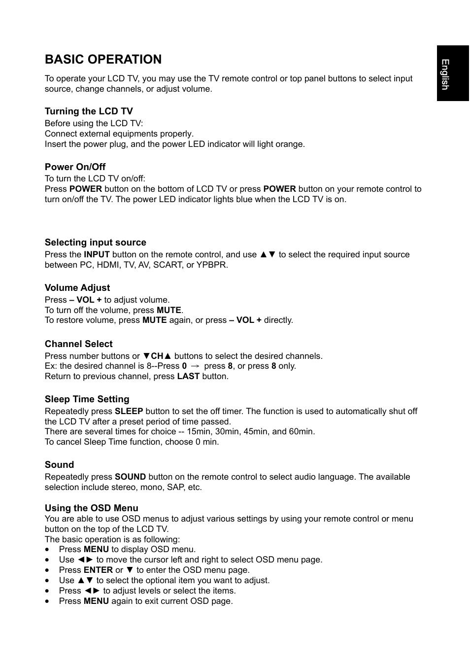 Basic operation | Iiyama PROLITE PLC1900WTV User Manual | Page 15 / 23
