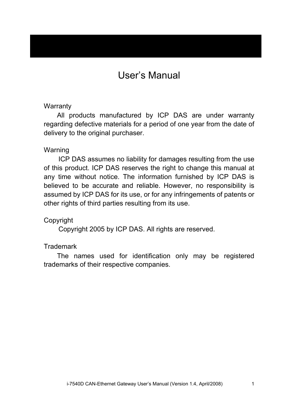 ICP DAS USA I-7540D User Manual | 121 pages
