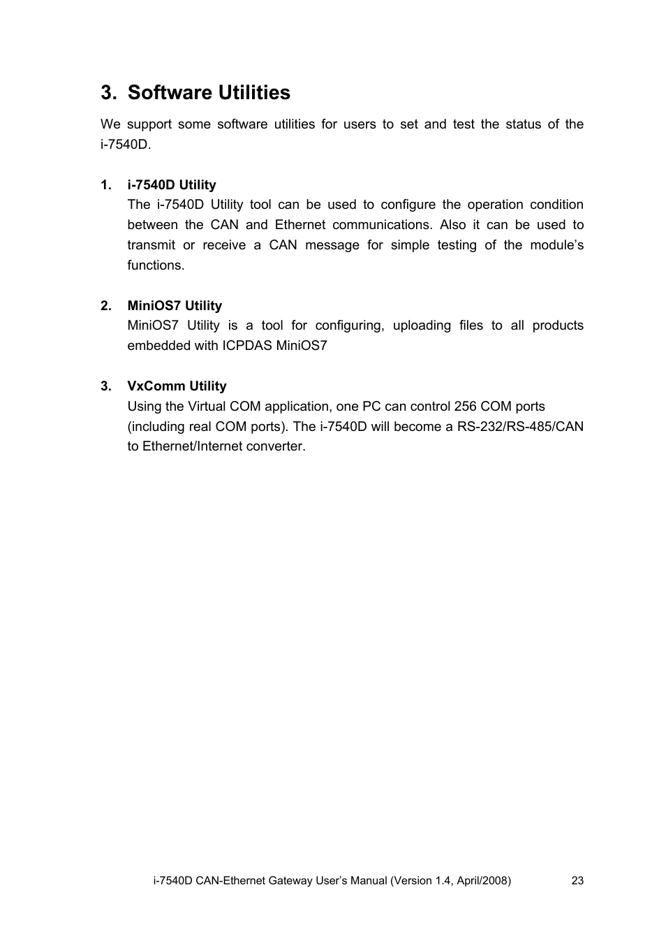 Software utilities | ICP DAS USA I-7540D User Manual | Page 23 / 121