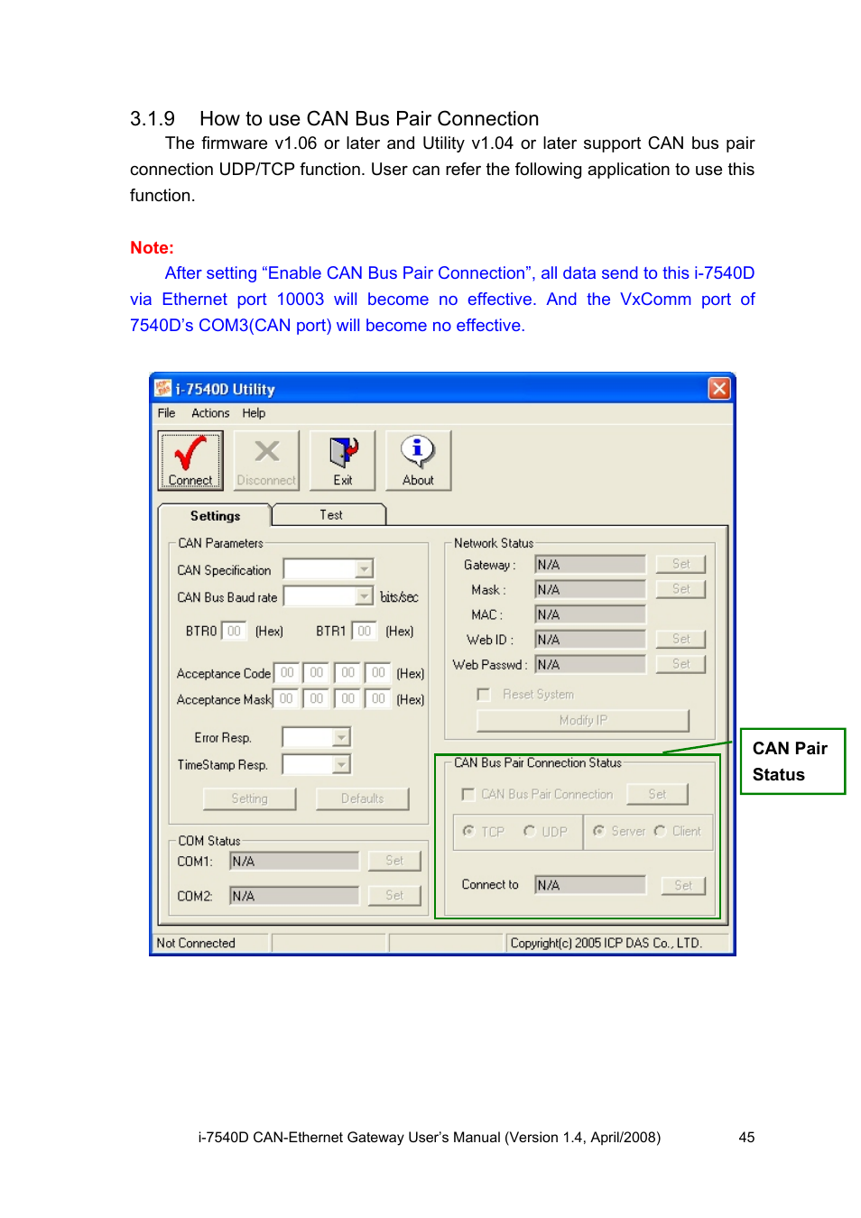 9 how to use can bus pair connection, How to use can bus pair connection | ICP DAS USA I-7540D User Manual | Page 45 / 121