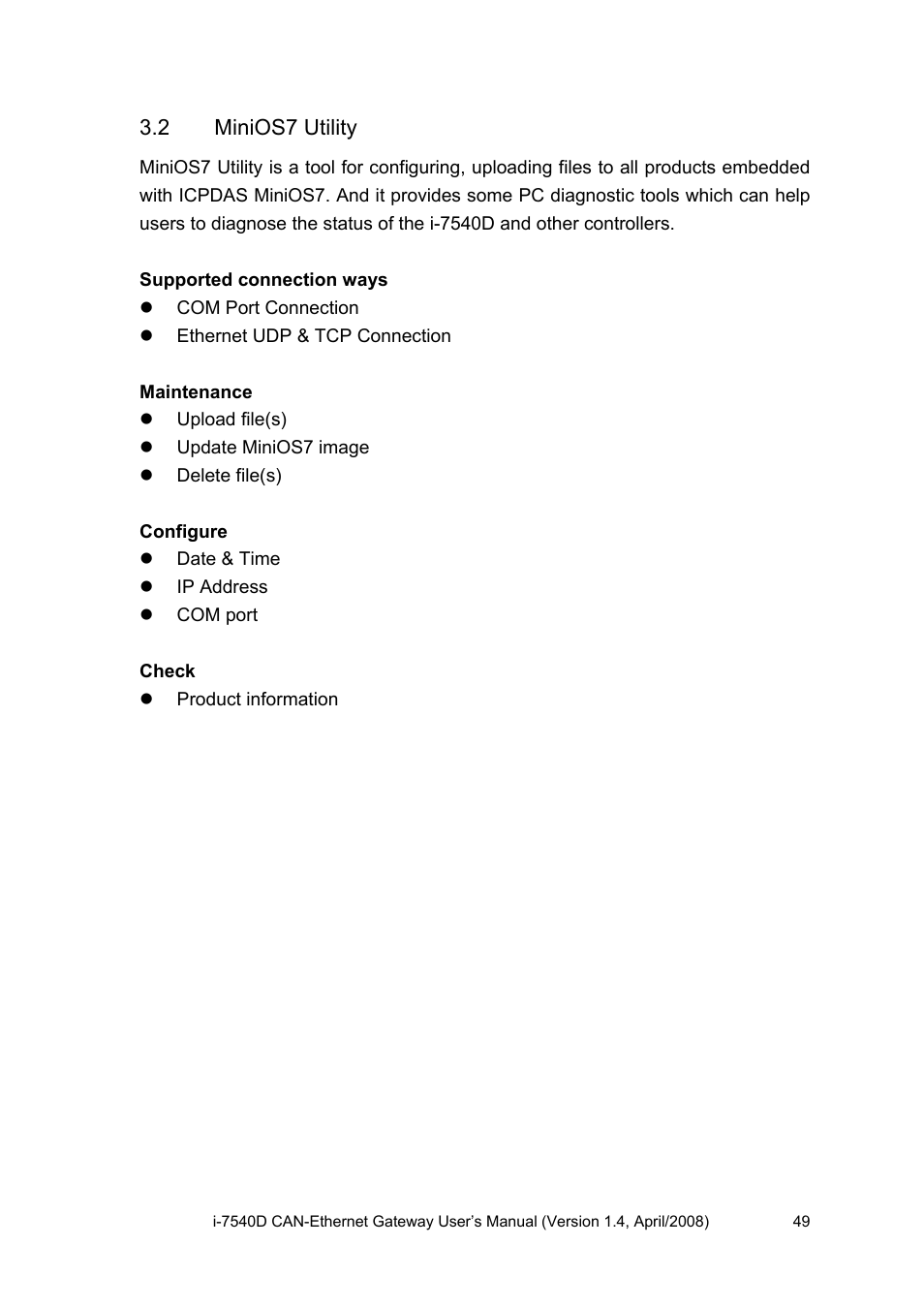 2 minios7 utility, Minios7 utility | ICP DAS USA I-7540D User Manual | Page 49 / 121