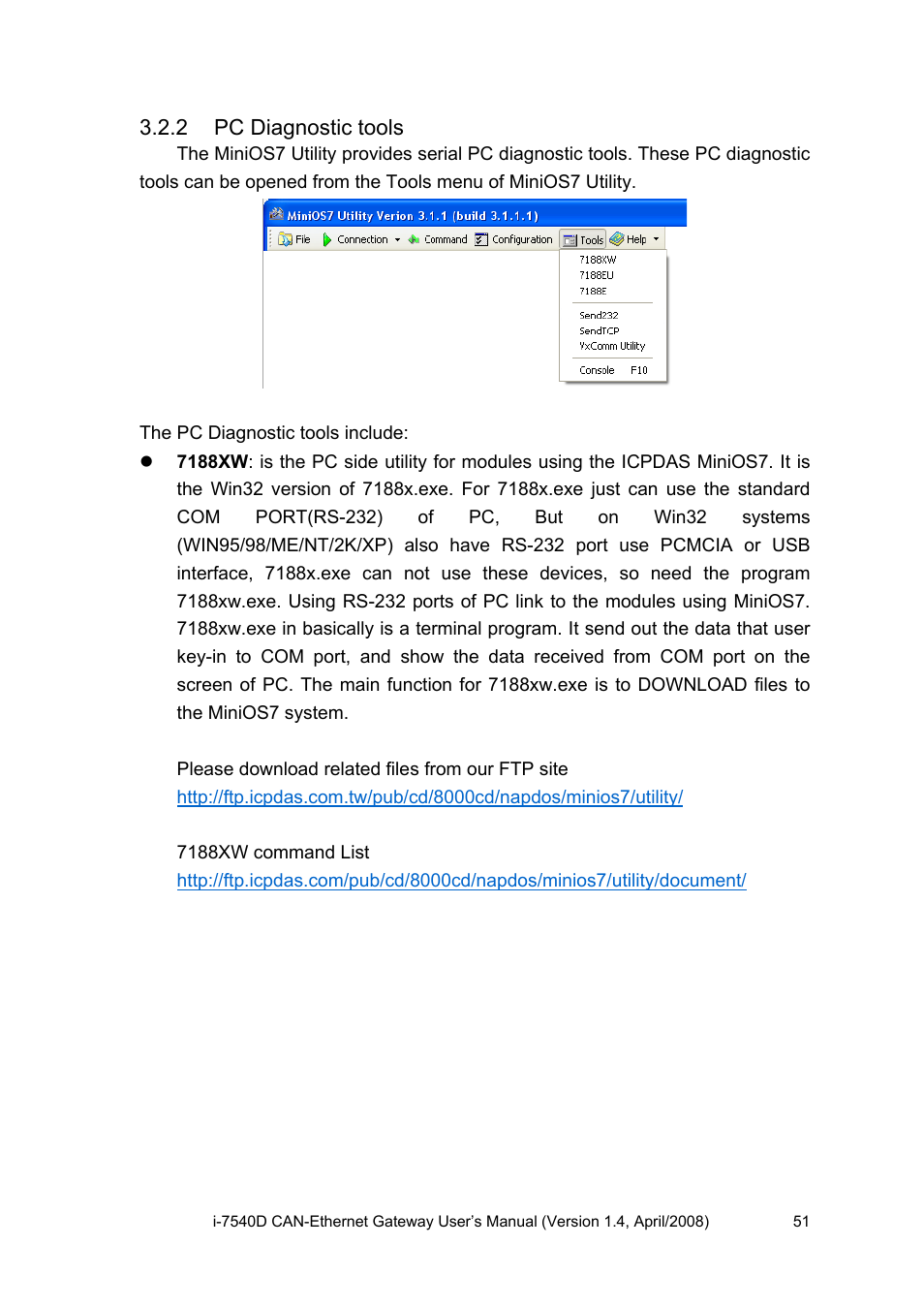 2 pc diagnostic tools, Pc diagnostic tools | ICP DAS USA I-7540D User Manual | Page 51 / 121