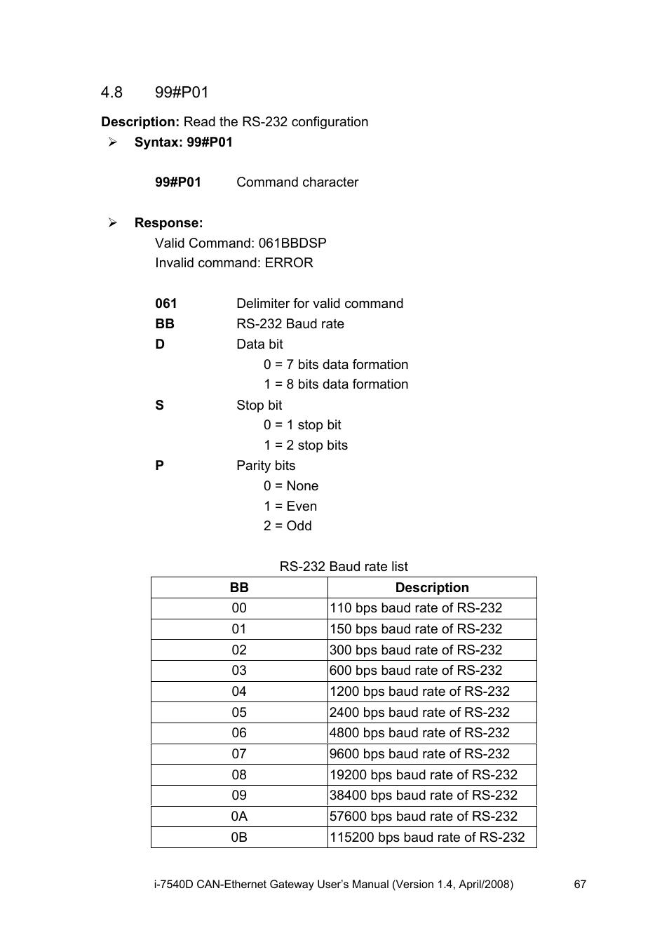 8 99#p01, 99#p01 | ICP DAS USA I-7540D User Manual | Page 67 / 121