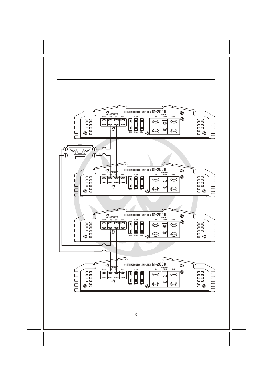 Вк 8, Speaker wiring, Mono bridged | Interfire Audio G1-3000 User Manual | Page 8 / 16