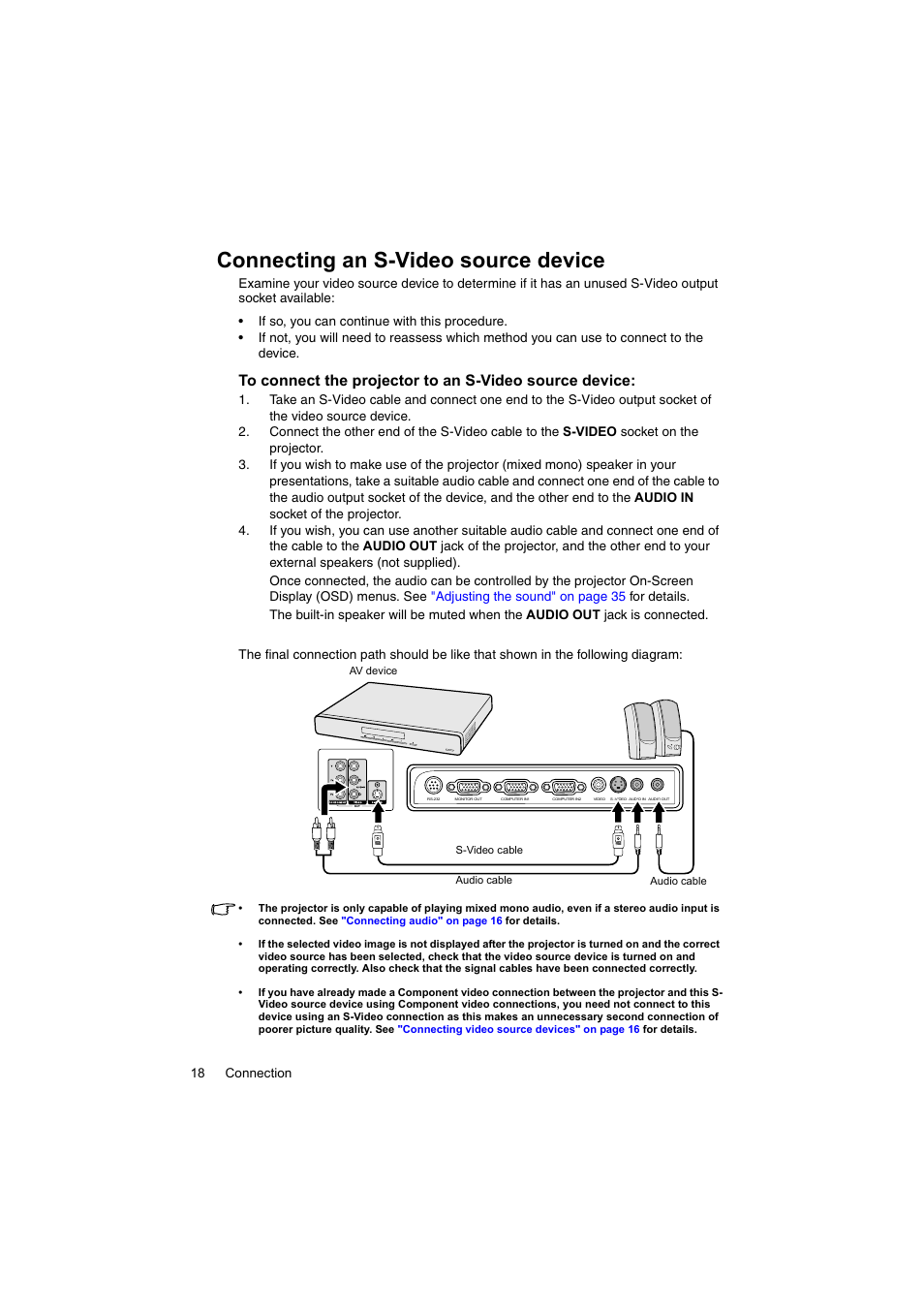 Connecting an s-video source device | InFocus IN100 User Manual | Page 18 / 55