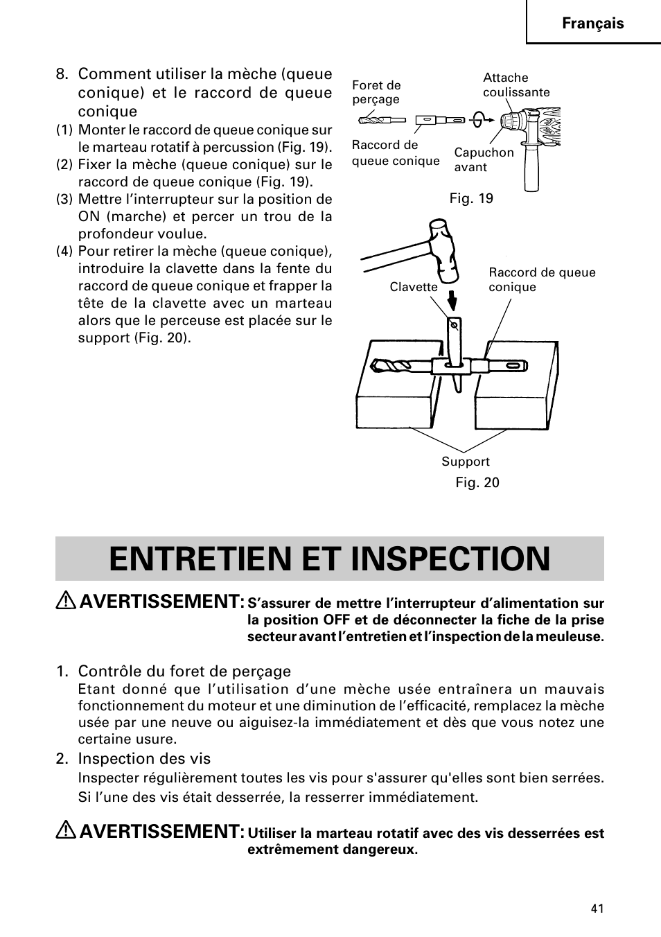 Entretien et inspection, Avertissement | InFocus DH 24PD3 User Manual | Page 41 / 76