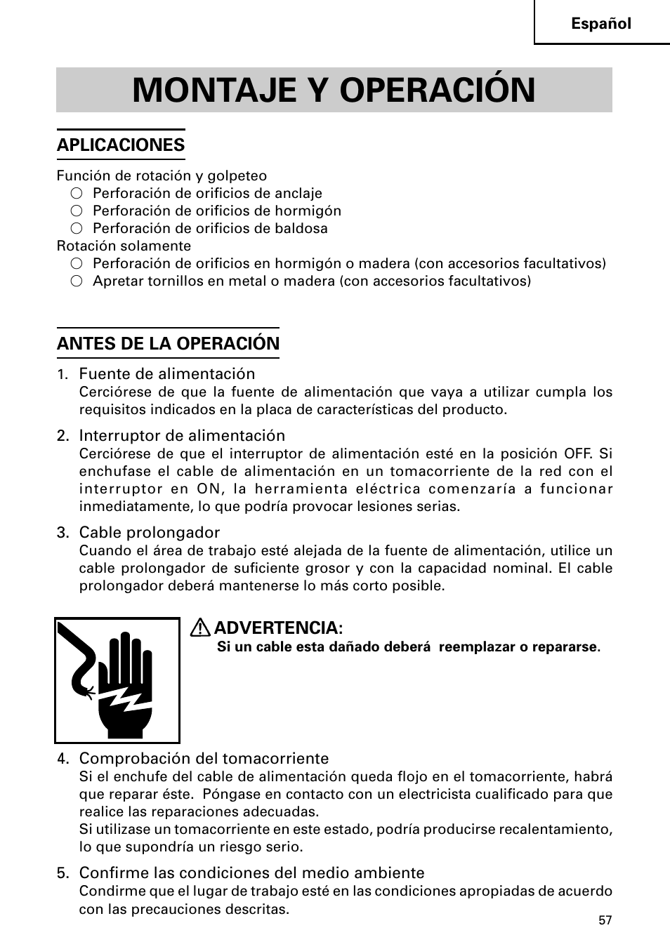 Montaje y operación | InFocus DH 24PD3 User Manual | Page 57 / 76