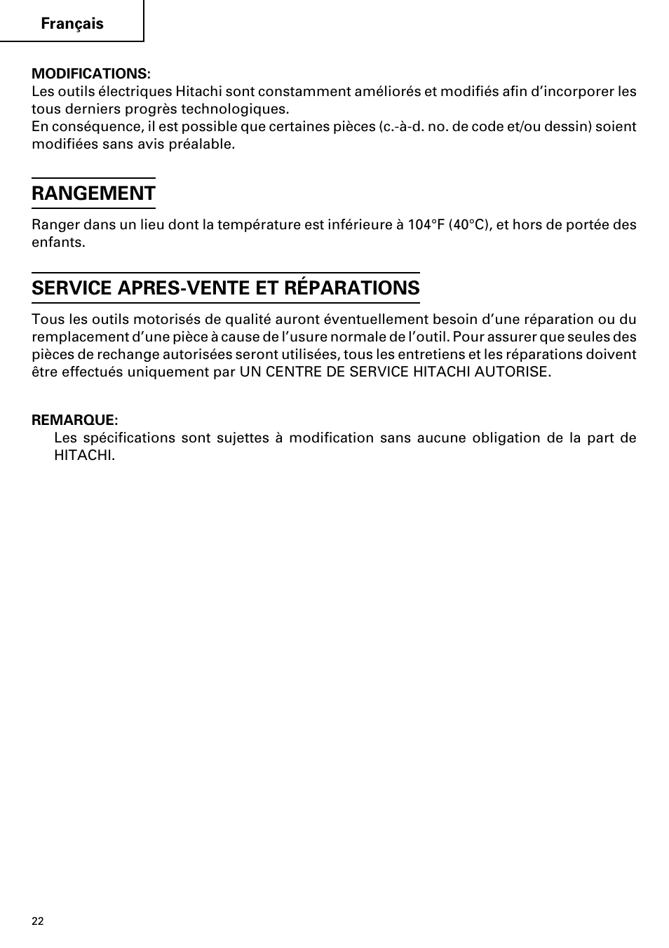 Rangement, Service apres-vente et réparations | InFocus UC 14YFA User Manual | Page 22 / 34